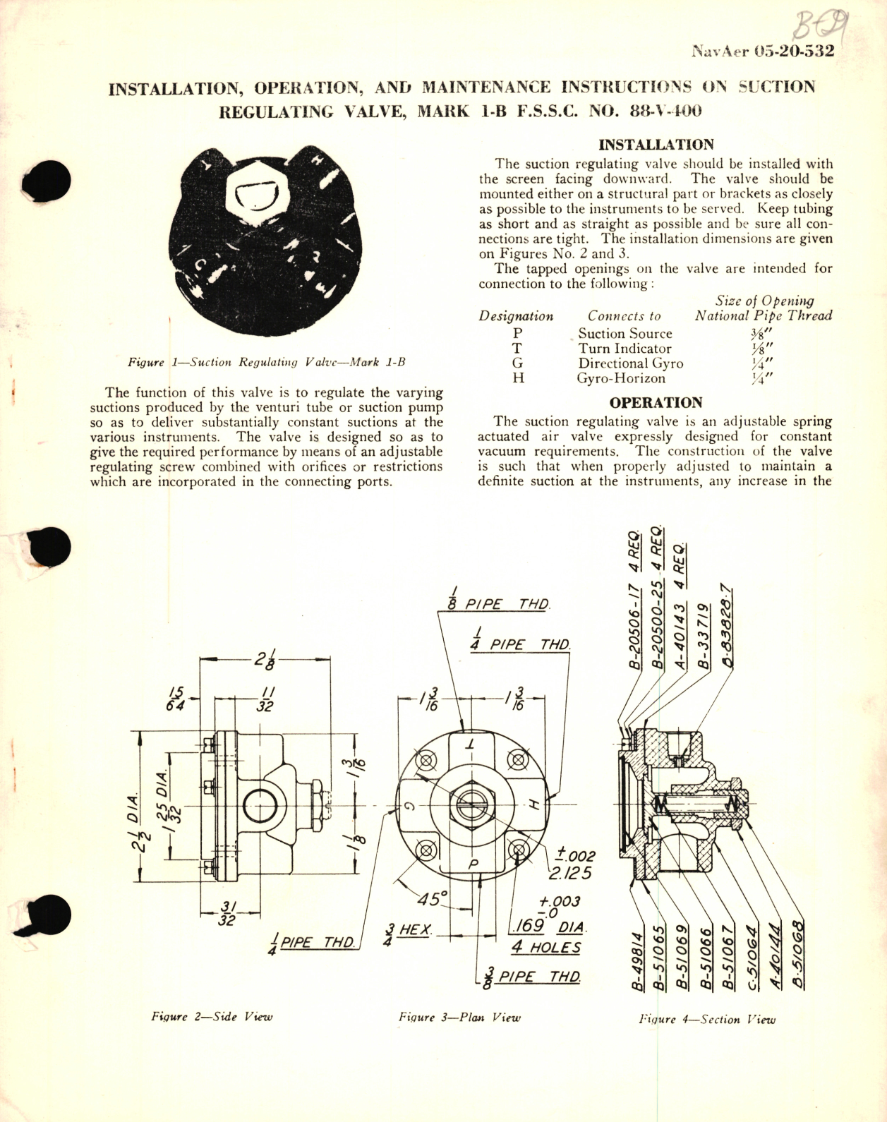 Sample page 1 from AirCorps Library document: Installation, Operation, and Maintenance Instructions on Suction Regulating Valve, Mark 1-B F.S.S.C. No. 88-V-400