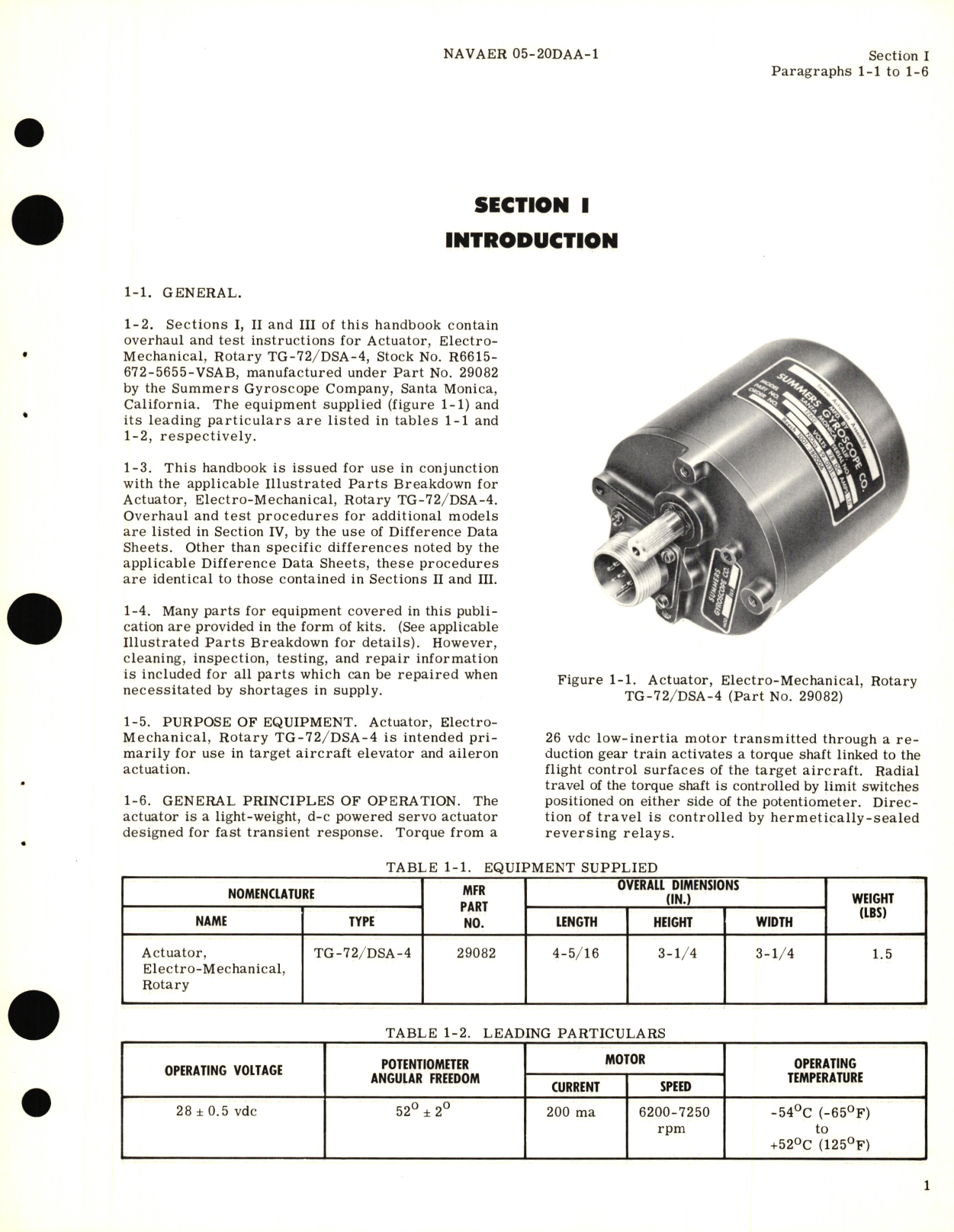 Sample page 5 from AirCorps Library document: Overhaul Instructions for Actuator, Electro-Mechanical, Rotary Type No. TG-72, DSA-4, TG-73, DSA-4 