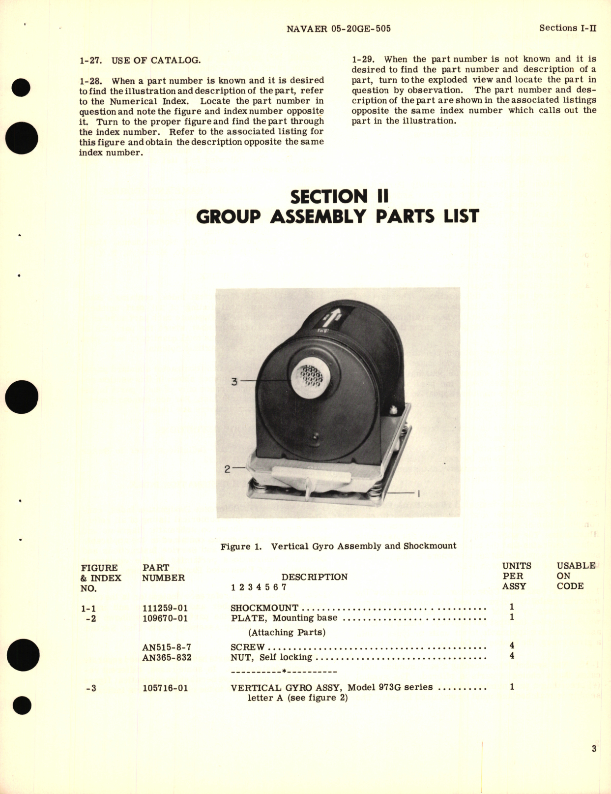 Sample page 5 from AirCorps Library document: Illustrated Parts Breakdown for Vertical Gyro Assembly Model No. 973G, Part No. 105716-01 Shockmount 111259-01 