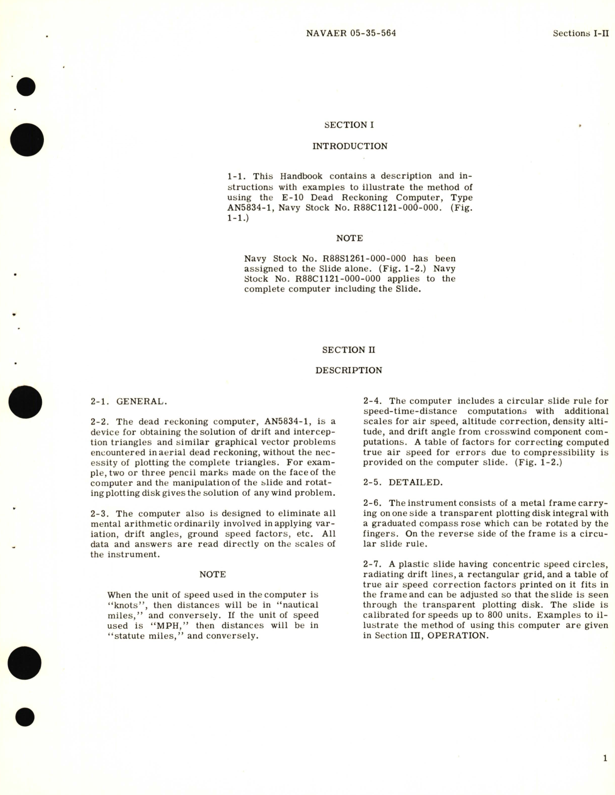 Sample page 5 from AirCorps Library document: Operation Instructions for E-10 Dead Reckoning Computer Type AN 5834-1