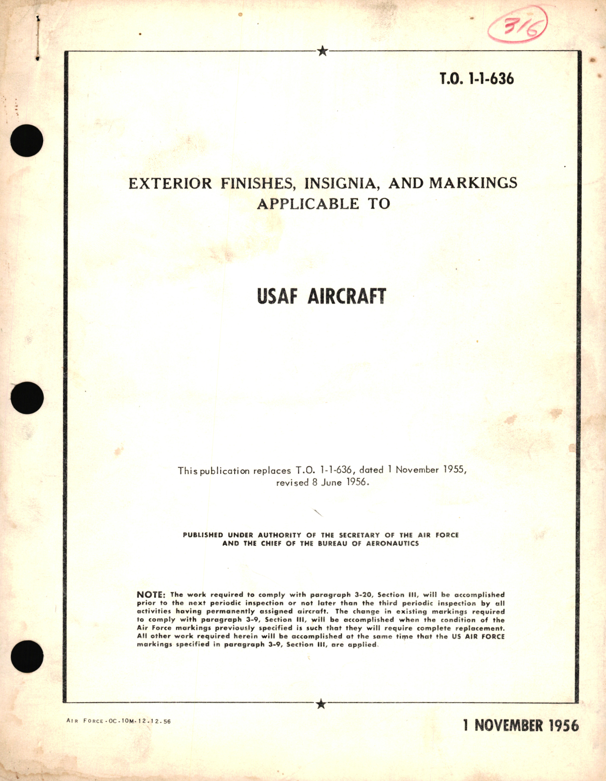 Sample page 1 from AirCorps Library document: Exterior Finishes, Insignia, and Markings Applicable to USAF Aircraft