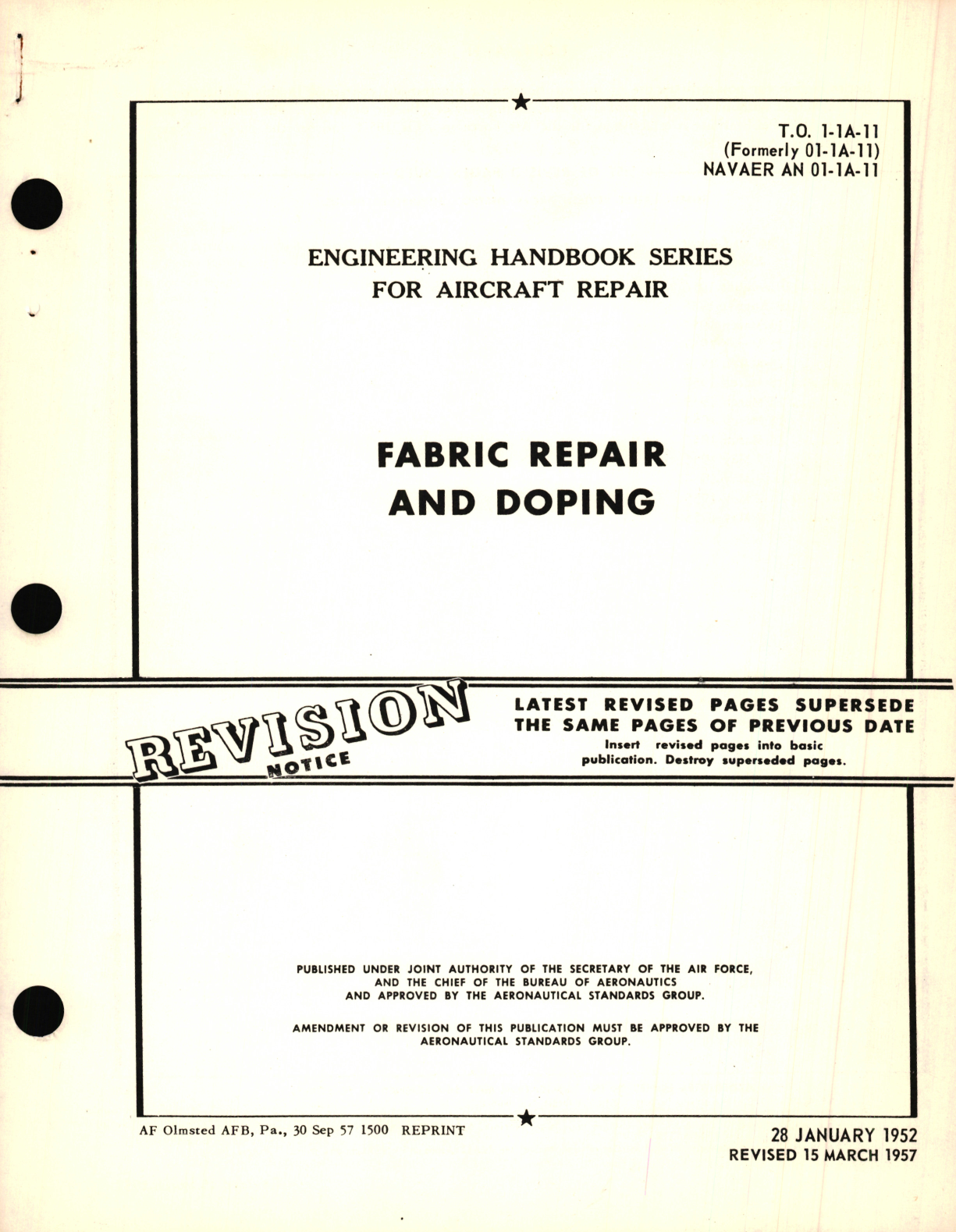 Sample page 1 from AirCorps Library document: Engineering Handbook Series for Aircraft Repair for Fabric Repair and Doping