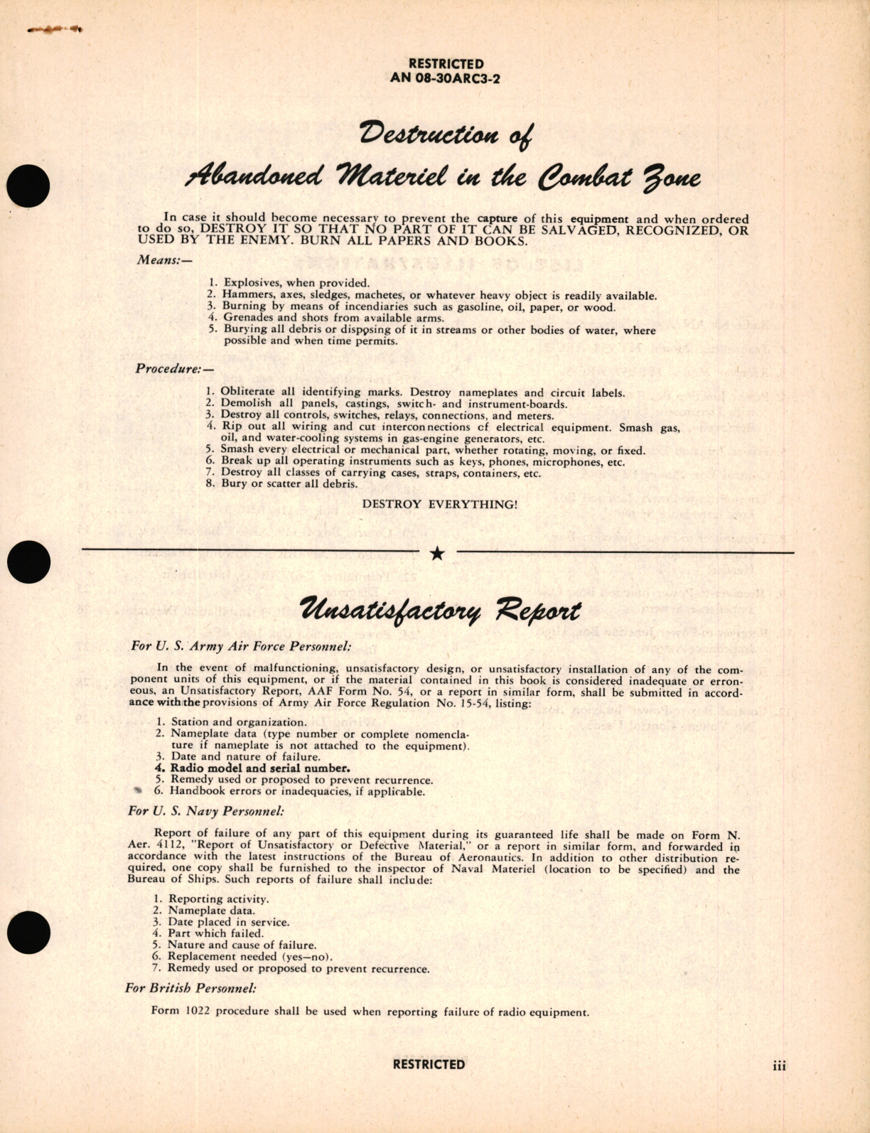 Sample page 5 from AirCorps Library document: Operation Instructions for Radio Set AN/ARC-3