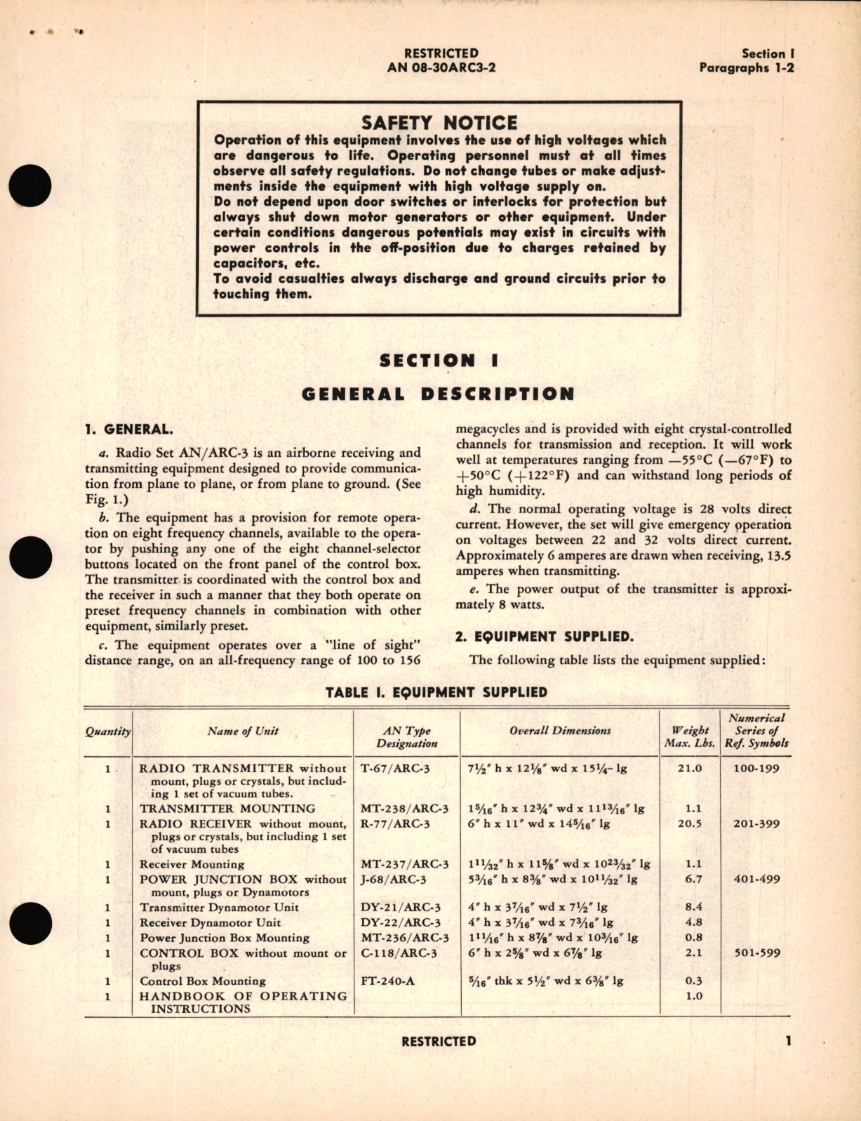 Sample page 7 from AirCorps Library document: Operation Instructions for Radio Set AN/ARC-3