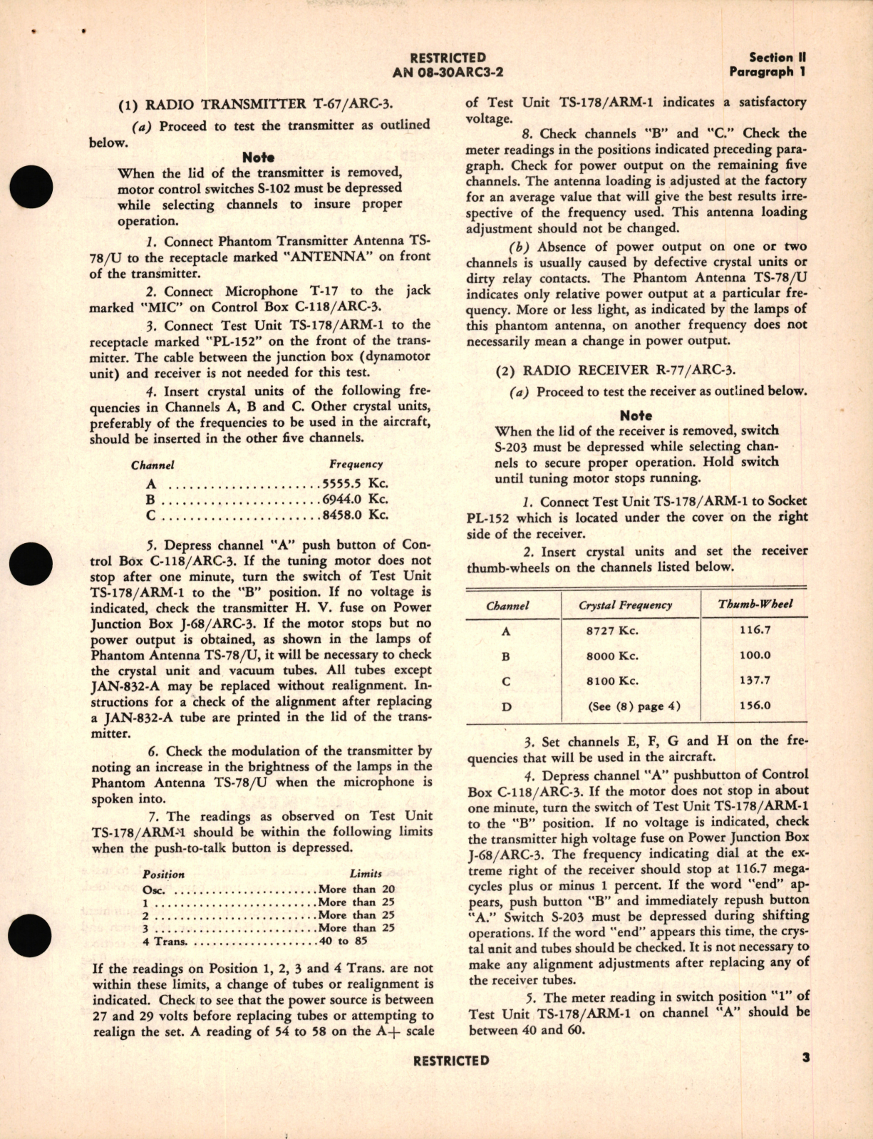 Sample page 9 from AirCorps Library document: Operation Instructions for Radio Set AN/ARC-3