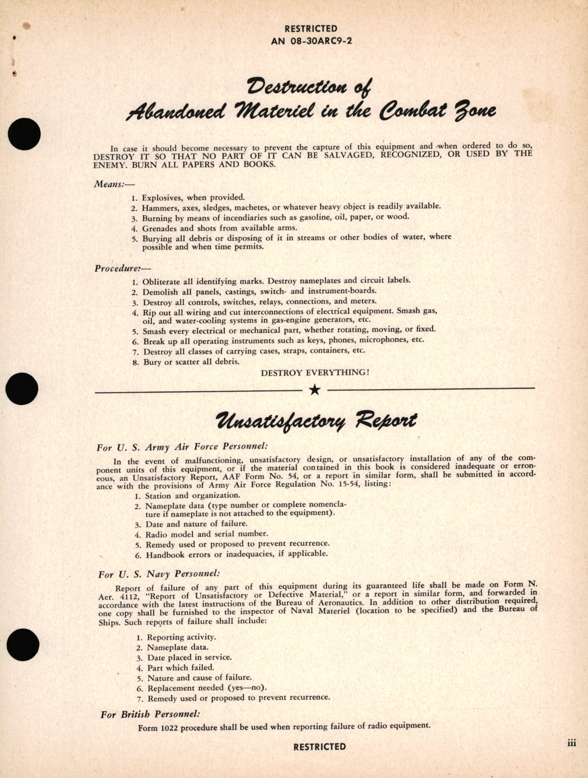 Sample page 5 from AirCorps Library document: Operation Instructions for Radio Sets AN/ARC-9 and AN/ARC-9X