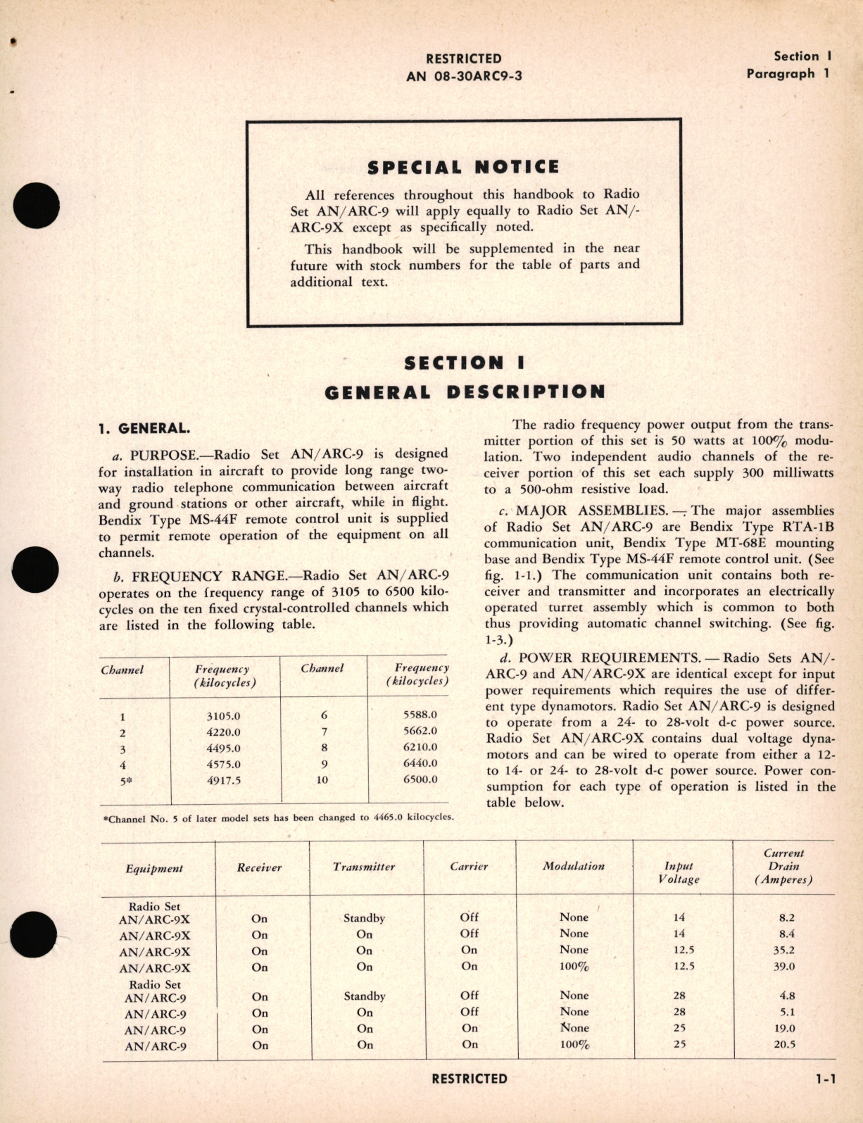 Sample page 9 from AirCorps Library document: Maintenance Instructions for Radio Sets AN/ARC-9 and AN/ARC-9X