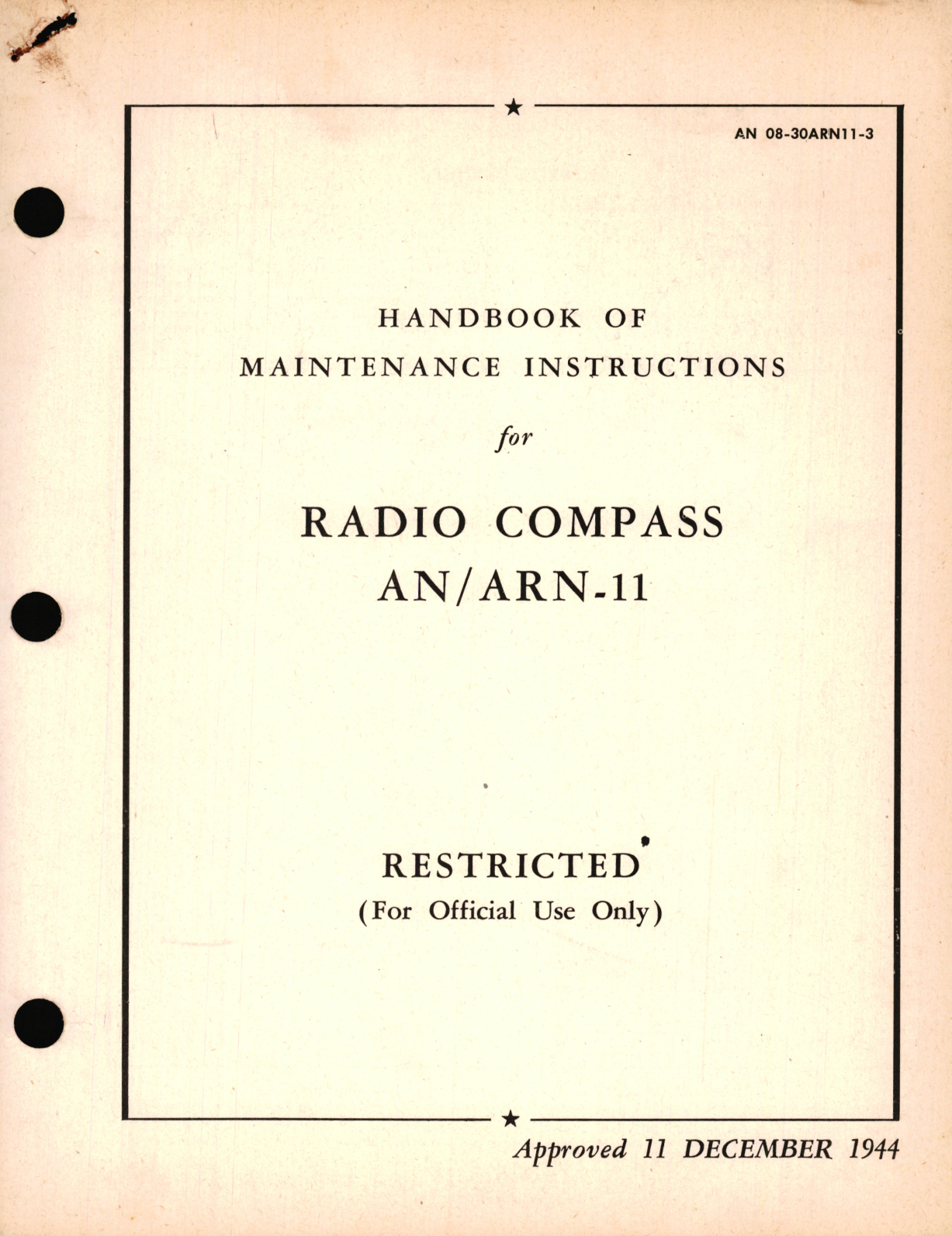 Sample page 1 from AirCorps Library document: Maintenance Instructions for Radio Compass AN/ARN-11