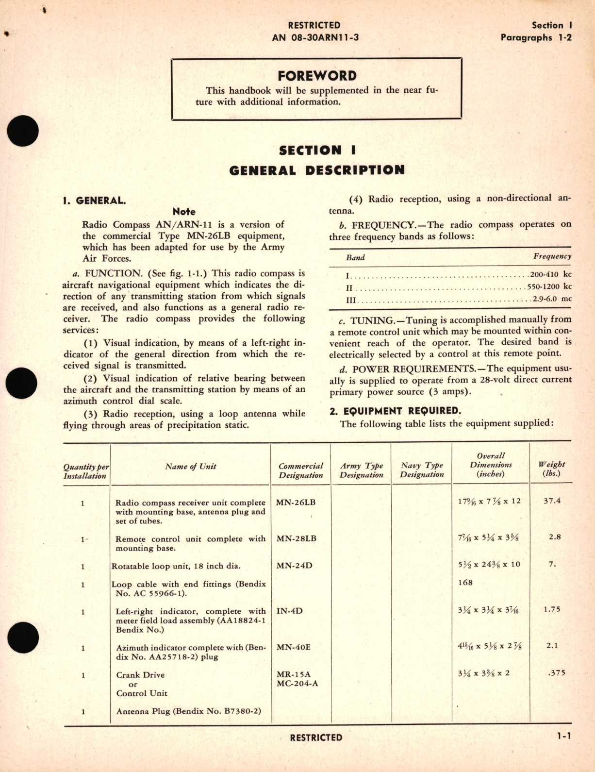 Sample page 7 from AirCorps Library document: Maintenance Instructions for Radio Compass AN/ARN-11