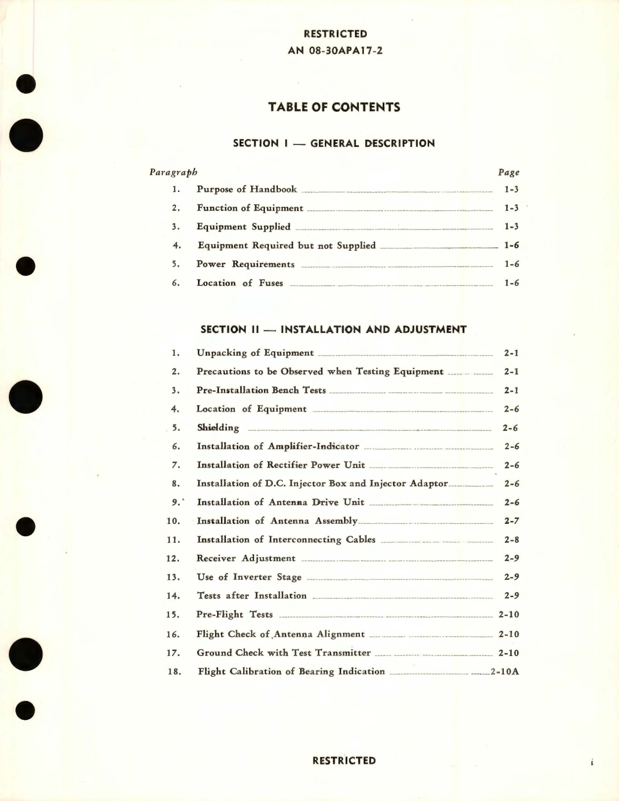 Sample page 5 from AirCorps Library document: Operating Instructions for Models AN/APA-17 and AN/APA-171 Aircraft Radar Equipment