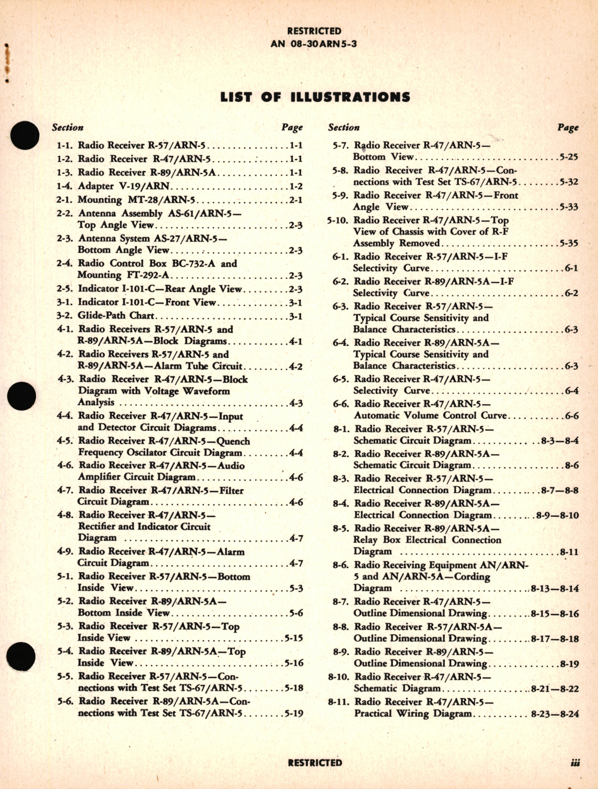 Sample page 5 from AirCorps Library document: Maintenance Instructions for Radio Receiving Equipments AN/ARN-5 and AN/ARN-5A