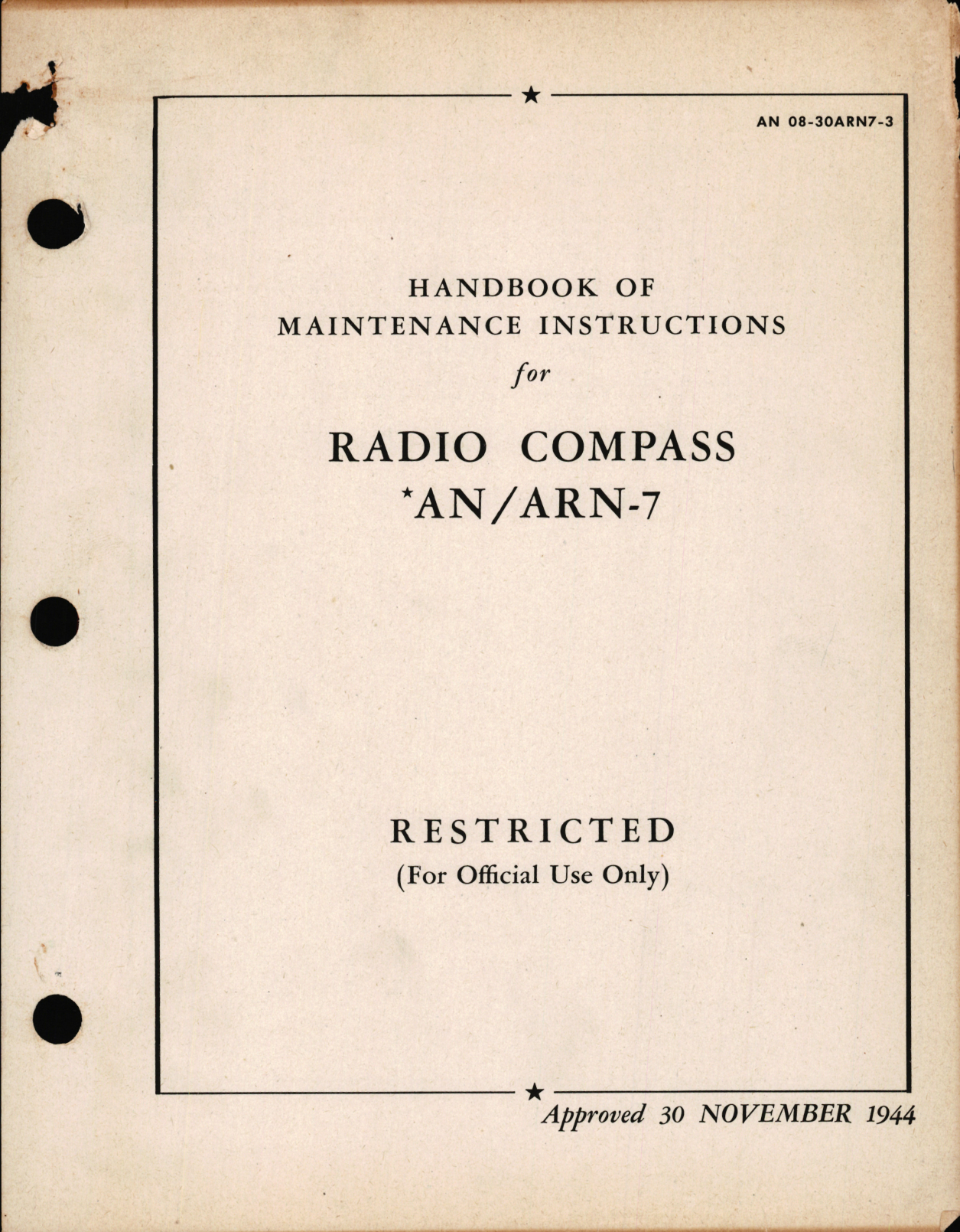 Sample page 1 from AirCorps Library document: Maintenance Instructions for Radio Compass AN/ARN-7