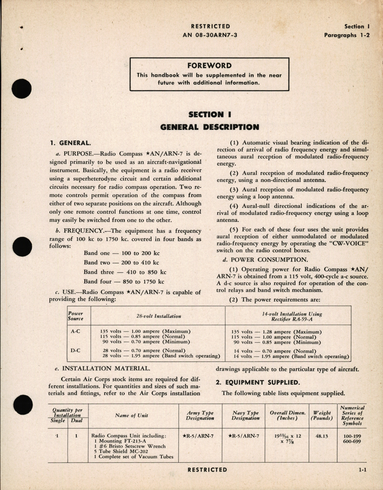 Sample page 9 from AirCorps Library document: Maintenance Instructions for Radio Compass AN/ARN-7