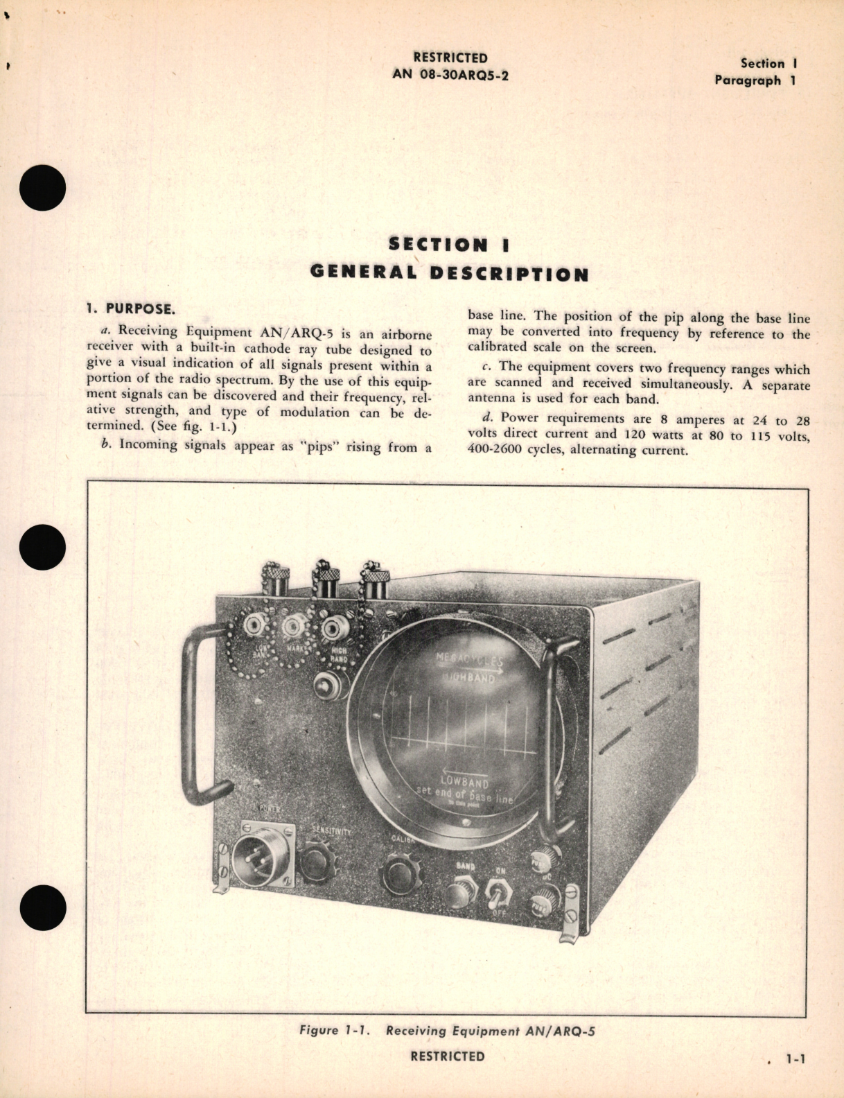 Sample page 5 from AirCorps Library document: Operating Instructions for Receiving Equipment AN/ARQ-5