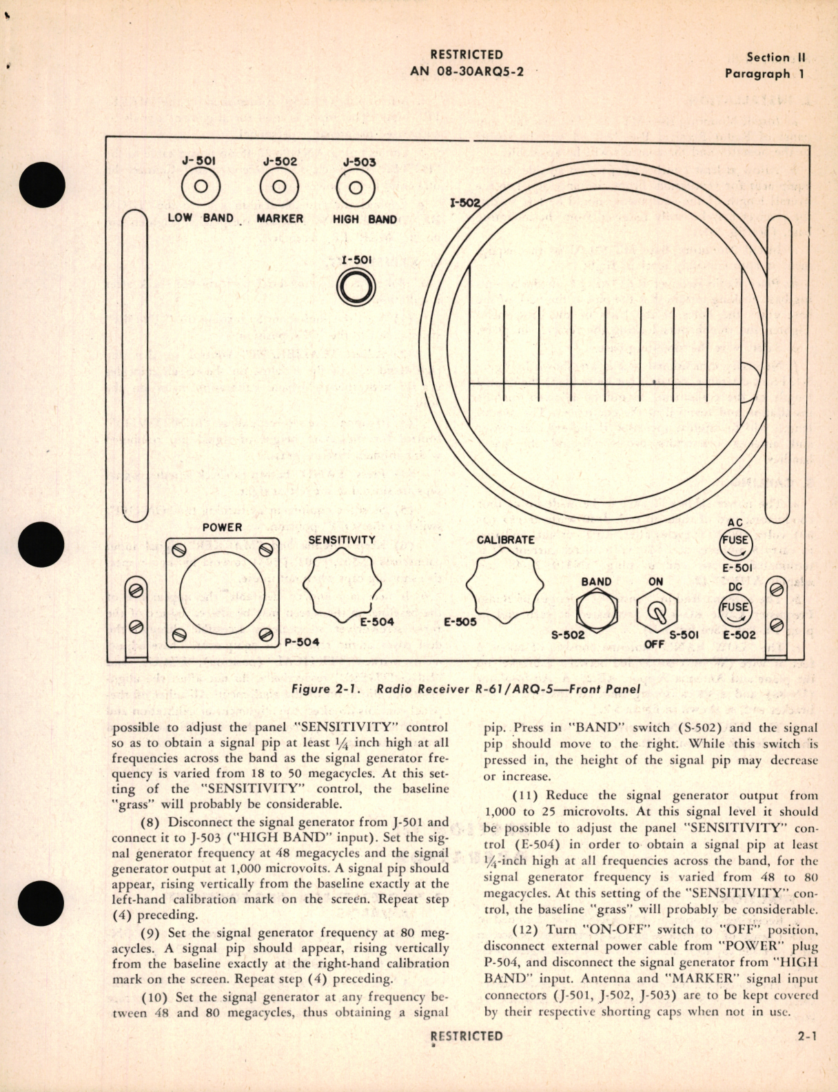 Sample page 7 from AirCorps Library document: Operating Instructions for Receiving Equipment AN/ARQ-5