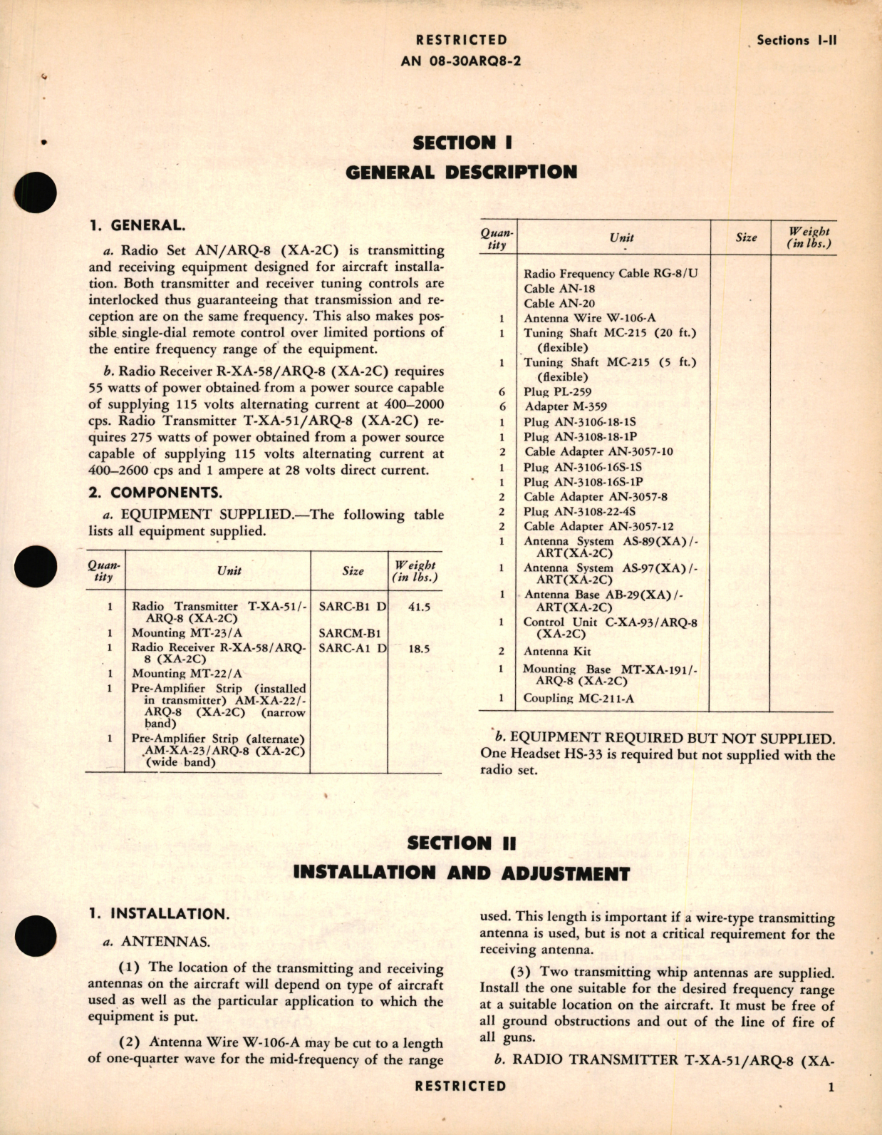 Sample page 5 from AirCorps Library document: Operating Instructions for Radio Set AN, ARQ-8 (XA-2C)