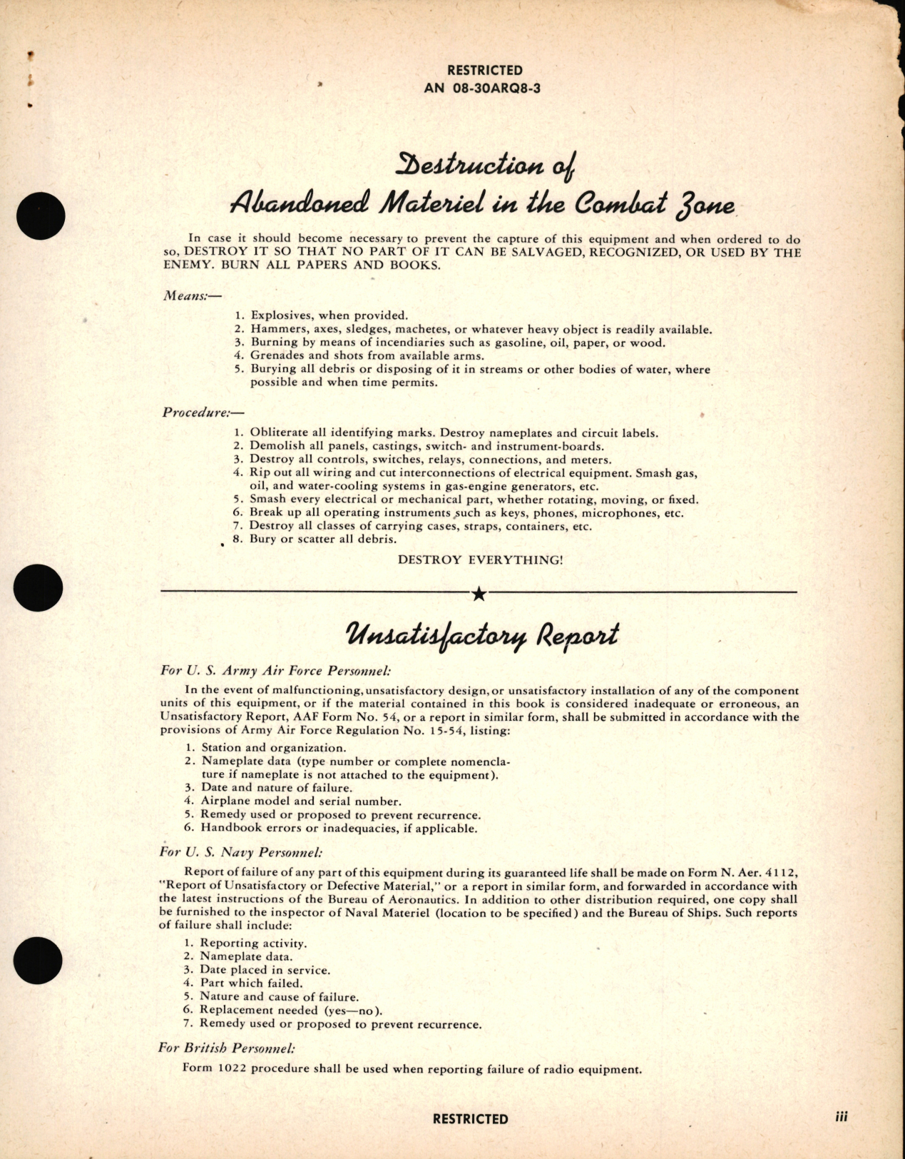 Sample page 5 from AirCorps Library document: Operating Instructions for Radio Set AN, ARQ-8