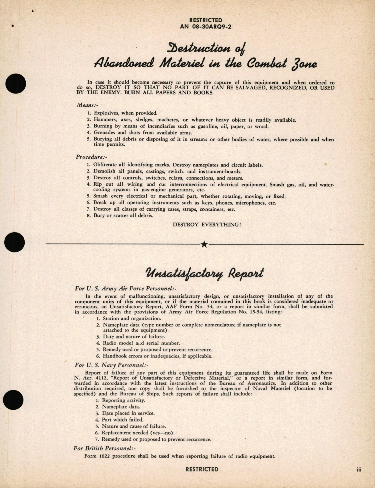 Sample page 5 from AirCorps Library document: Operating Instructions for Radio Set AN/ARQ-9