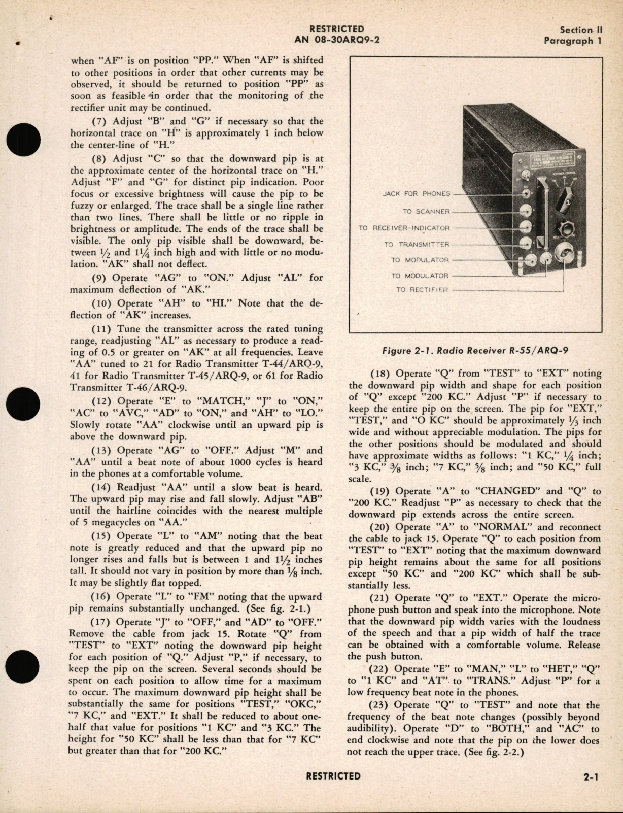 Sample page 9 from AirCorps Library document: Operating Instructions for Radio Set AN/ARQ-9