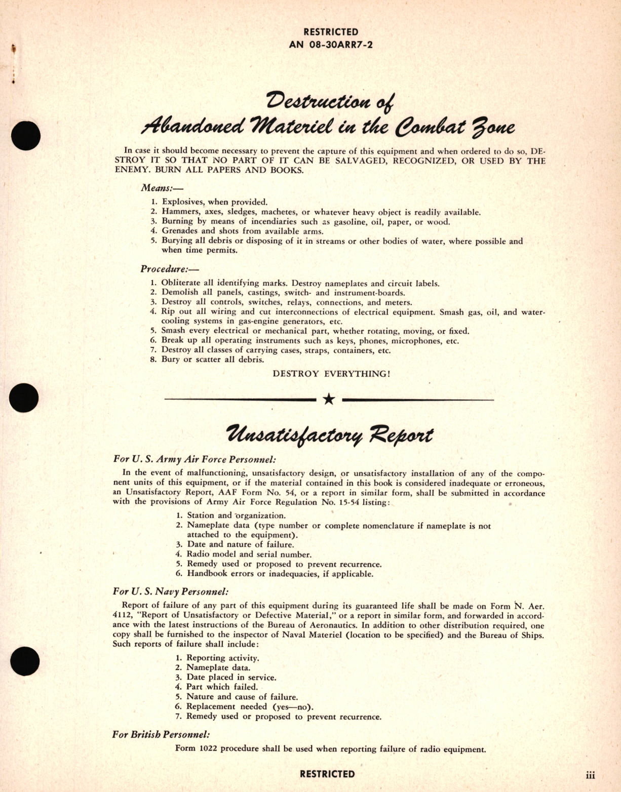 Sample page 5 from AirCorps Library document: Operating Instructions for Radio Receiving Set AN/ARR-7