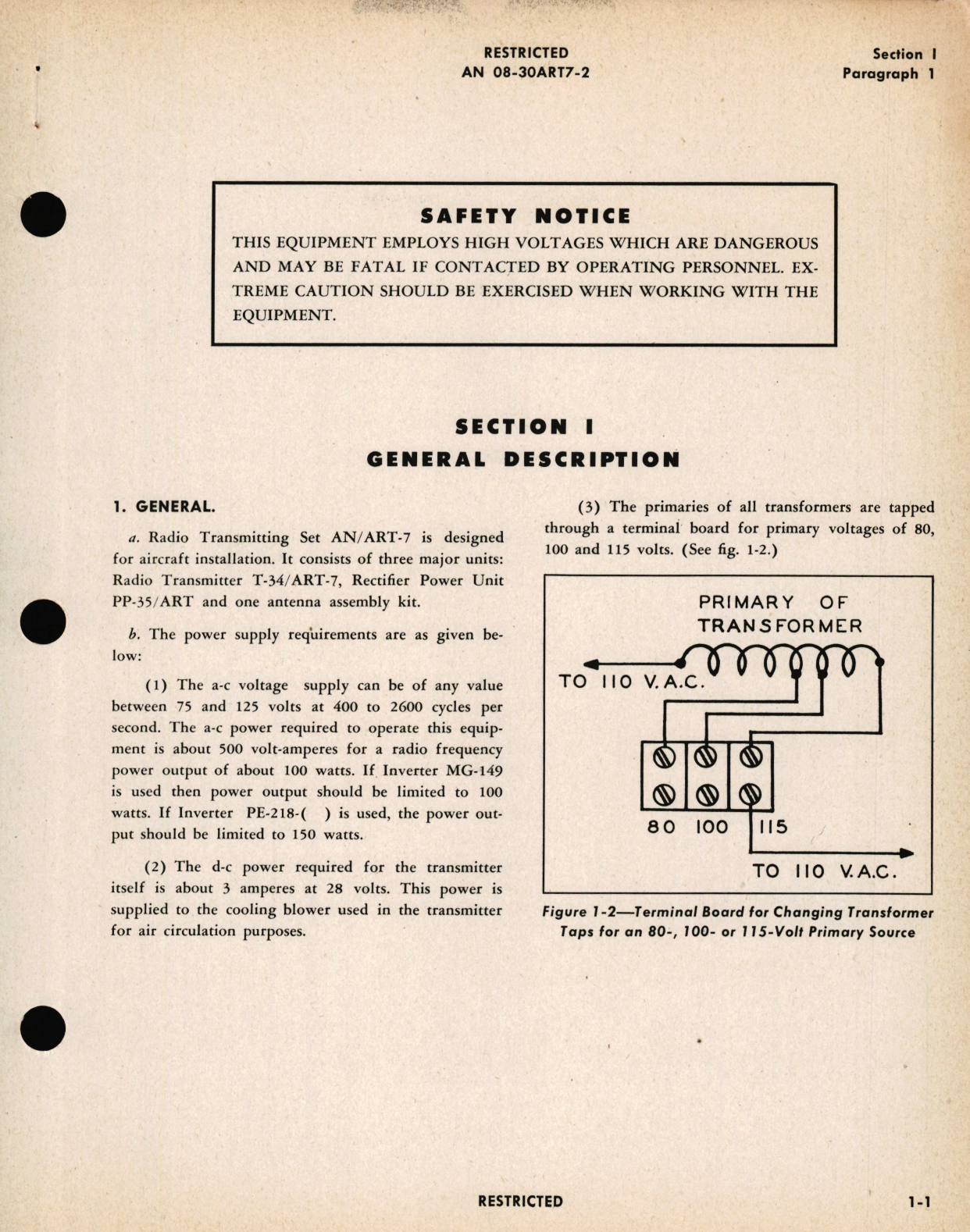 Sample page 7 from AirCorps Library document: Operating Instructions for Radio Transmitting Set AN/ART-7