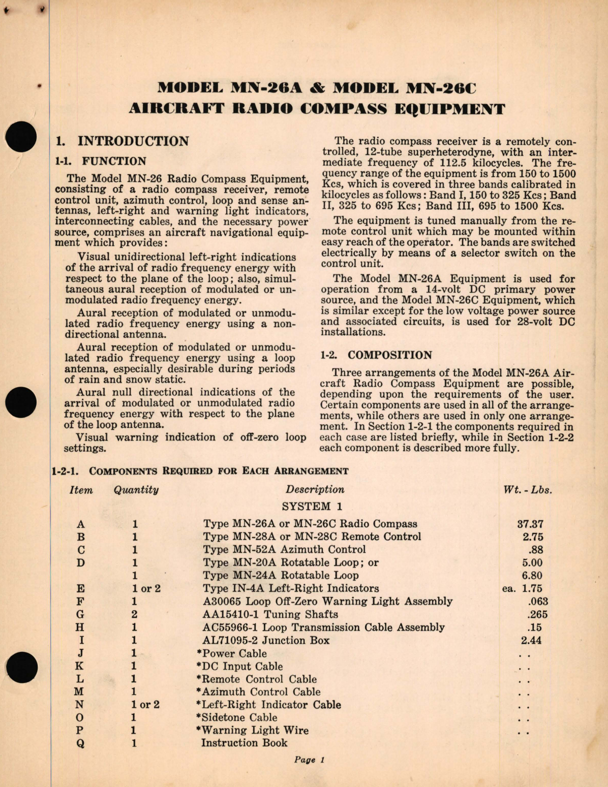 Sample page 9 from AirCorps Library document: Instructions Operation and Maintenance for Aircraft Radio Compass Equipment MN-26A and MN-26C