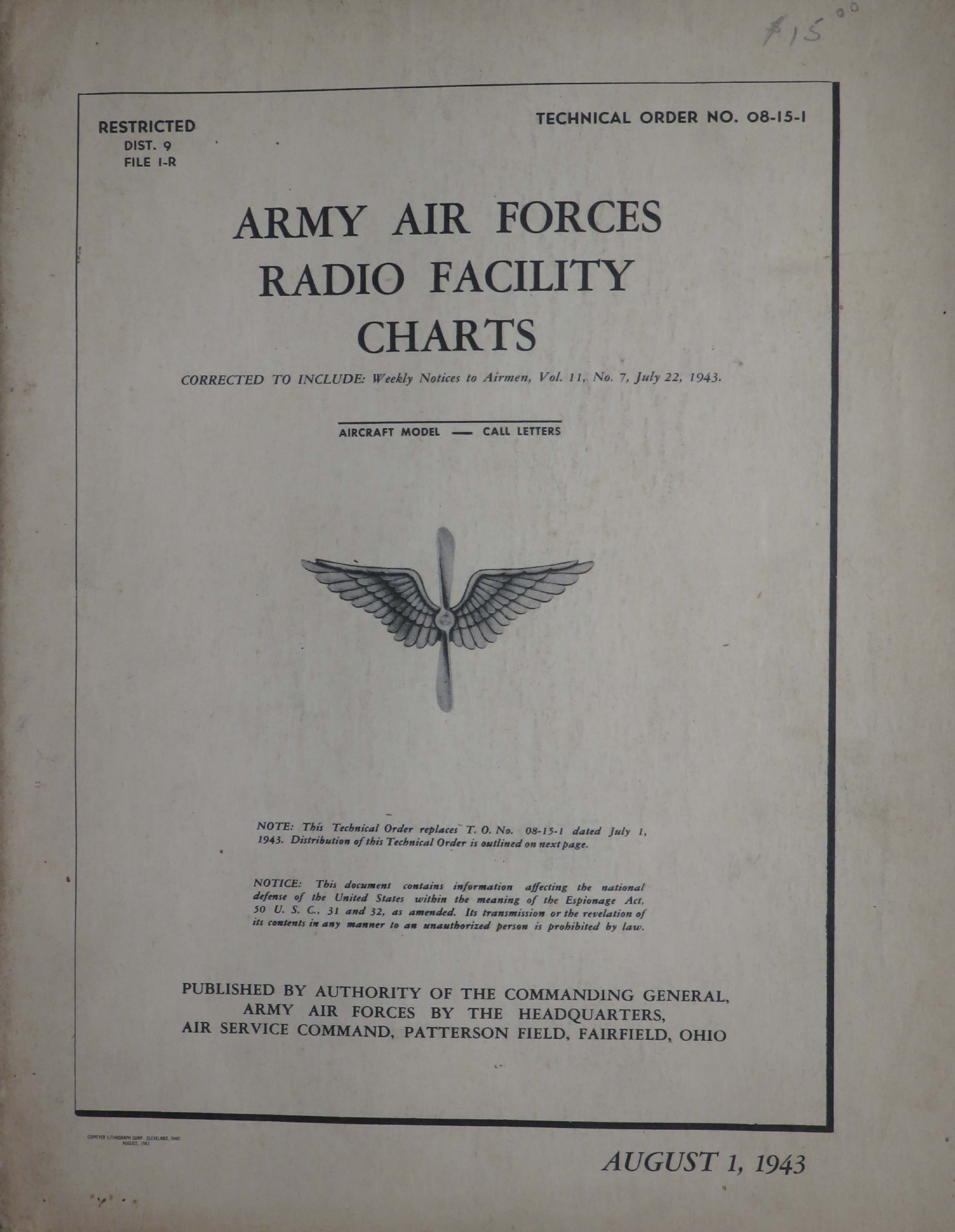 Sample page 1 from AirCorps Library document: Army Air Forces Radio Facility Charts