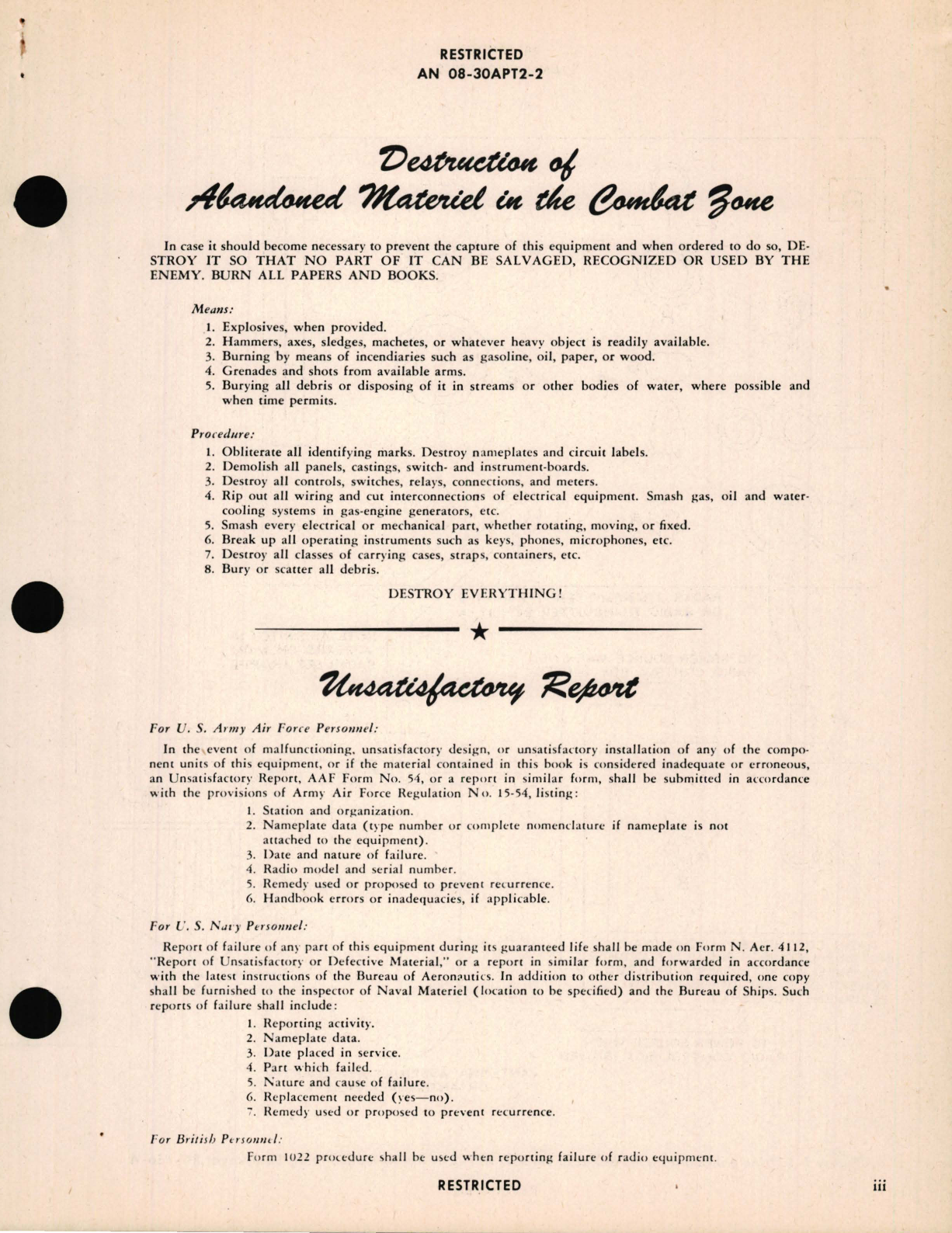 Sample page 5 from AirCorps Library document: Operating Instructions for Radar Set AN/APT-2 and Radio Transmitting Equipment RC-156-A