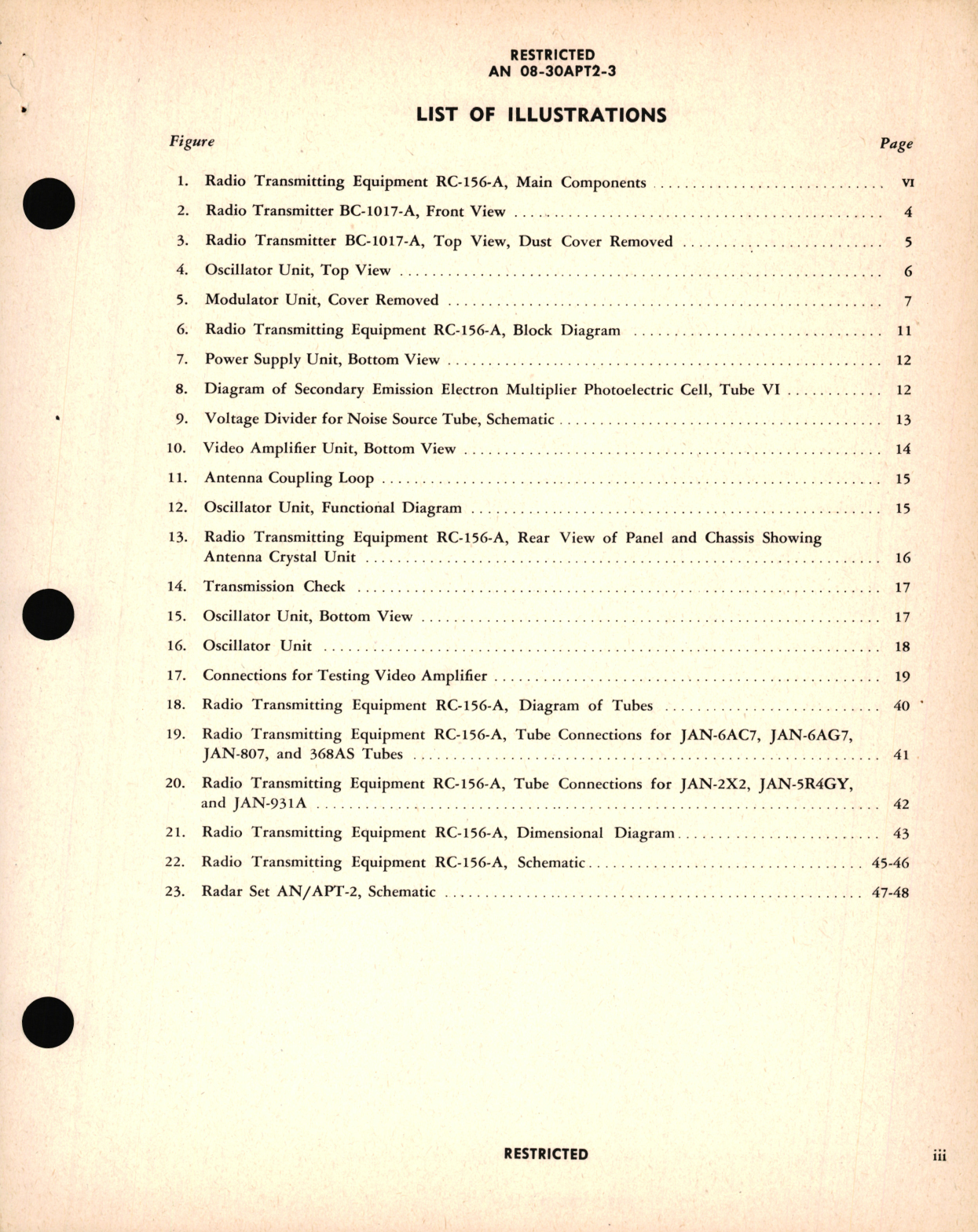 Sample page 5 from AirCorps Library document: Maintenance Instructions for Radar Set AN/APT-2 or Radio Transmitting Equipment RC-156-A