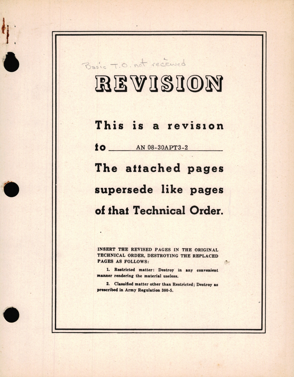 Sample page 1 from AirCorps Library document: Operation Instructions for Radar Set AN/APT-3 and Radio Transmitting Equipment RC-183-A