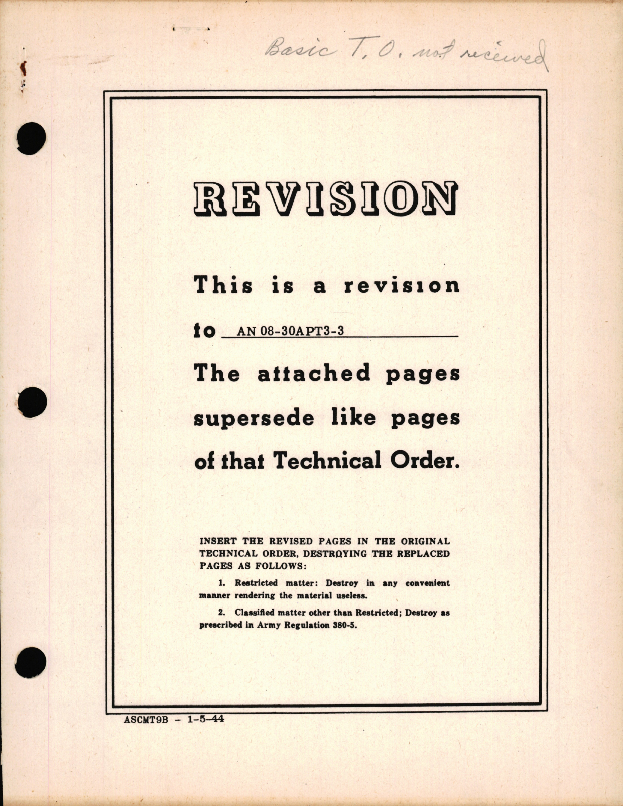 Sample page 1 from AirCorps Library document: Maintenance Instructions for Radar Set AN/APT-3 or Radio Transmitting Equipment RC-183-A