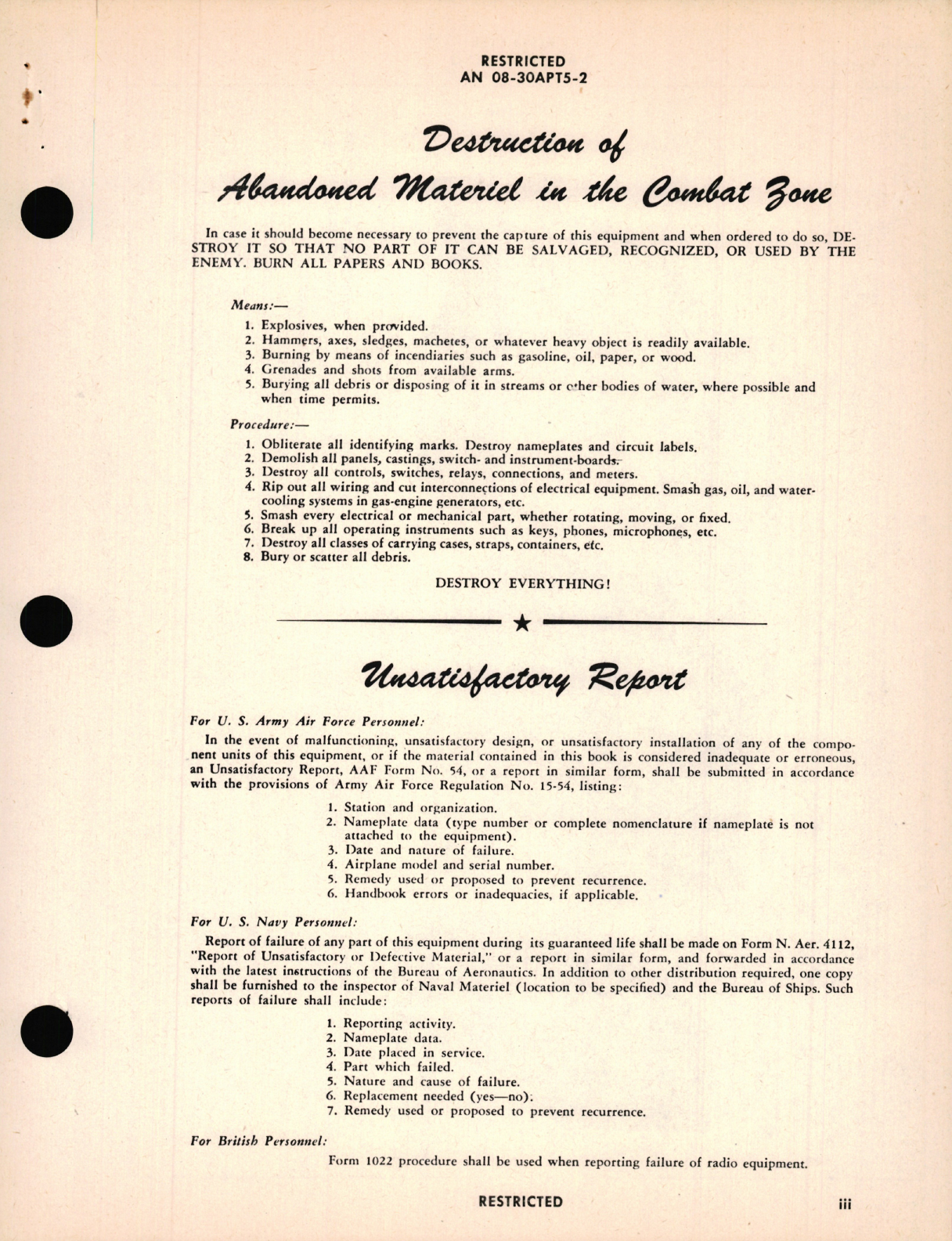 Sample page 5 from AirCorps Library document: Operation Instructions for Radar Set AN/APT-5