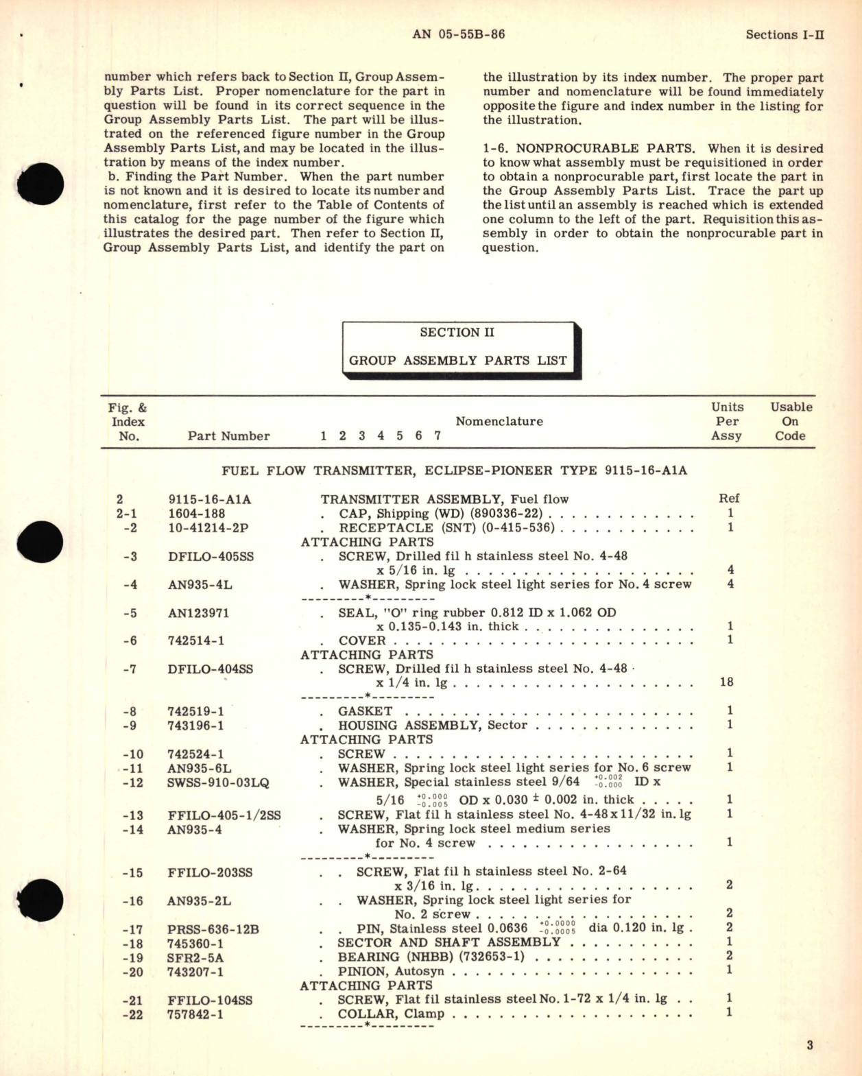 Sample page 7 from AirCorps Library document: Illustrated Parts Breakdown for Fuel Flow Transmitters Part No. 9115-16, 9116-19 