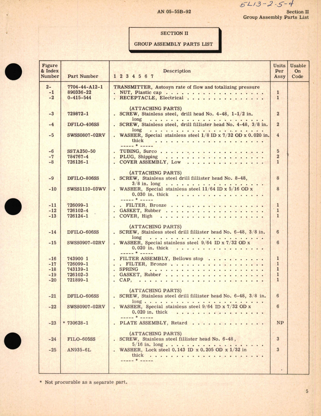 Sample page 7 from AirCorps Library document: Parts Catalog for Autosyn Rate of Flow and Totalizing Pressure Transmitter Type 7704-44 