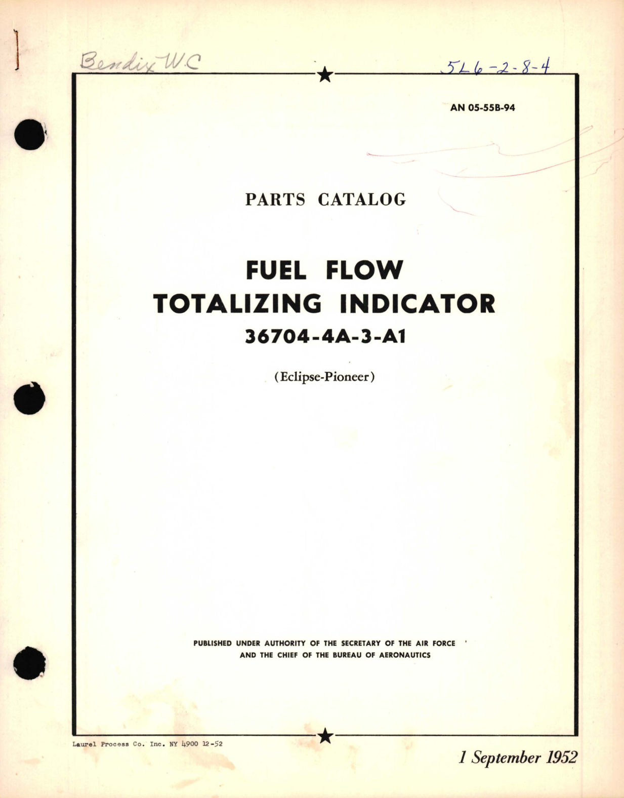 Sample page 1 from AirCorps Library document: Parts Catalog for Fuel Flow Totalizing Indicator 36704-4A 