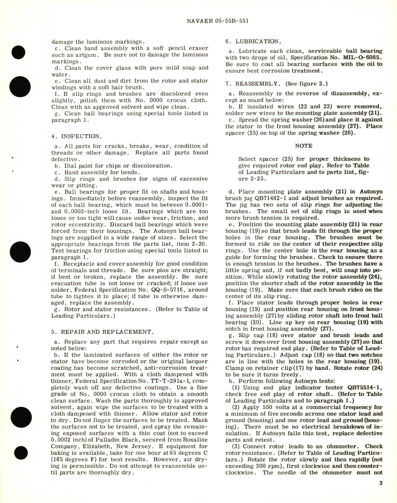 Sample page 3 from AirCorps Library document: Overhaul Instructions with Parts Breakdown for Single Fuel Pressure Autosyn Indicator Part No. 25101-A30F-1-B3 