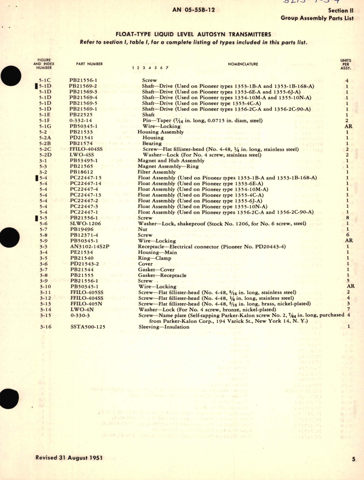 Sample page 9 from AirCorps Library document: Parts Catalog for Liquid Level Autosyn Transmitters