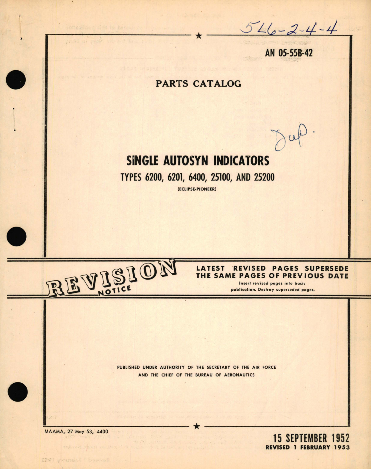 Sample page 1 from AirCorps Library document: Parts Catalog for Single Autosyn Indicators Type 6200, 6201, 6400, 25100, and 25200 