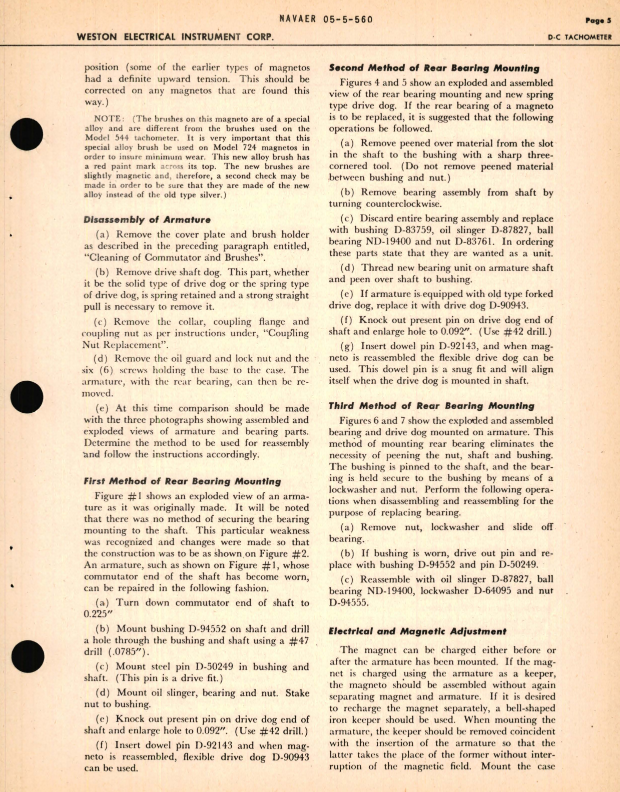 Sample page 7 from AirCorps Library document: General Service Instructions for D-C Tachometer Magneto Model 724 Indicator Model 545 