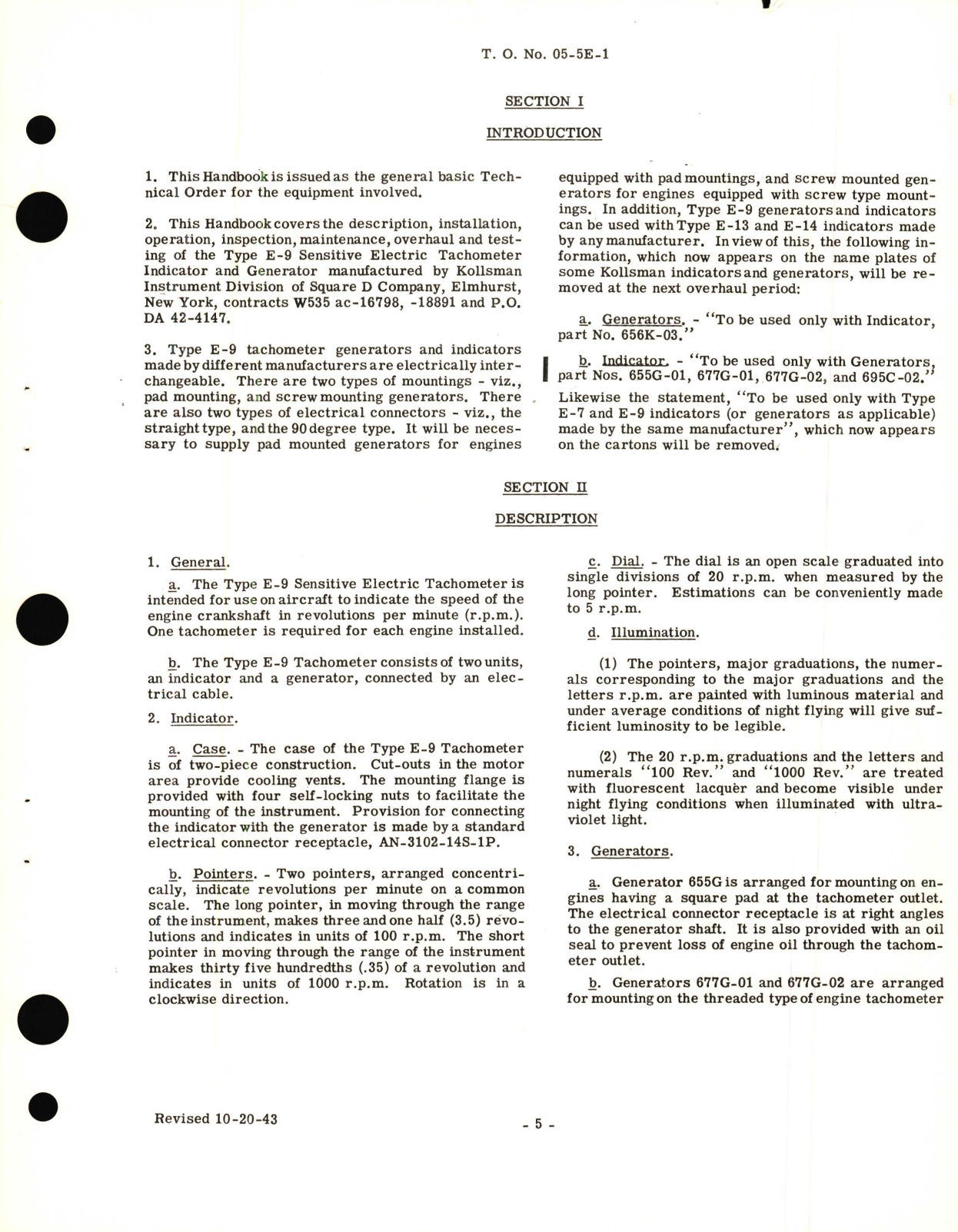 Sample page 9 from AirCorps Library document: Operation, Service and Overhaul Instructions with Parts Catalog for Sensitive Electric Tachometers Type E-9 