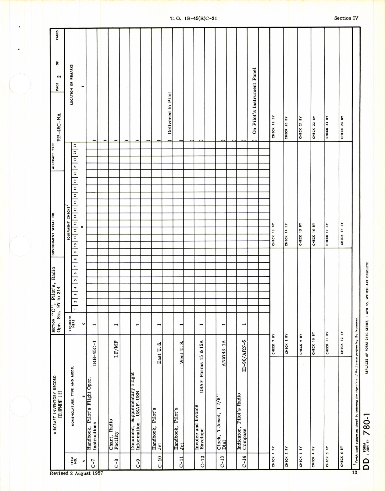 Sample page 5 from AirCorps Library document: Master Guide Aircraft Inventory Record for RB-45C-1 Airplanes