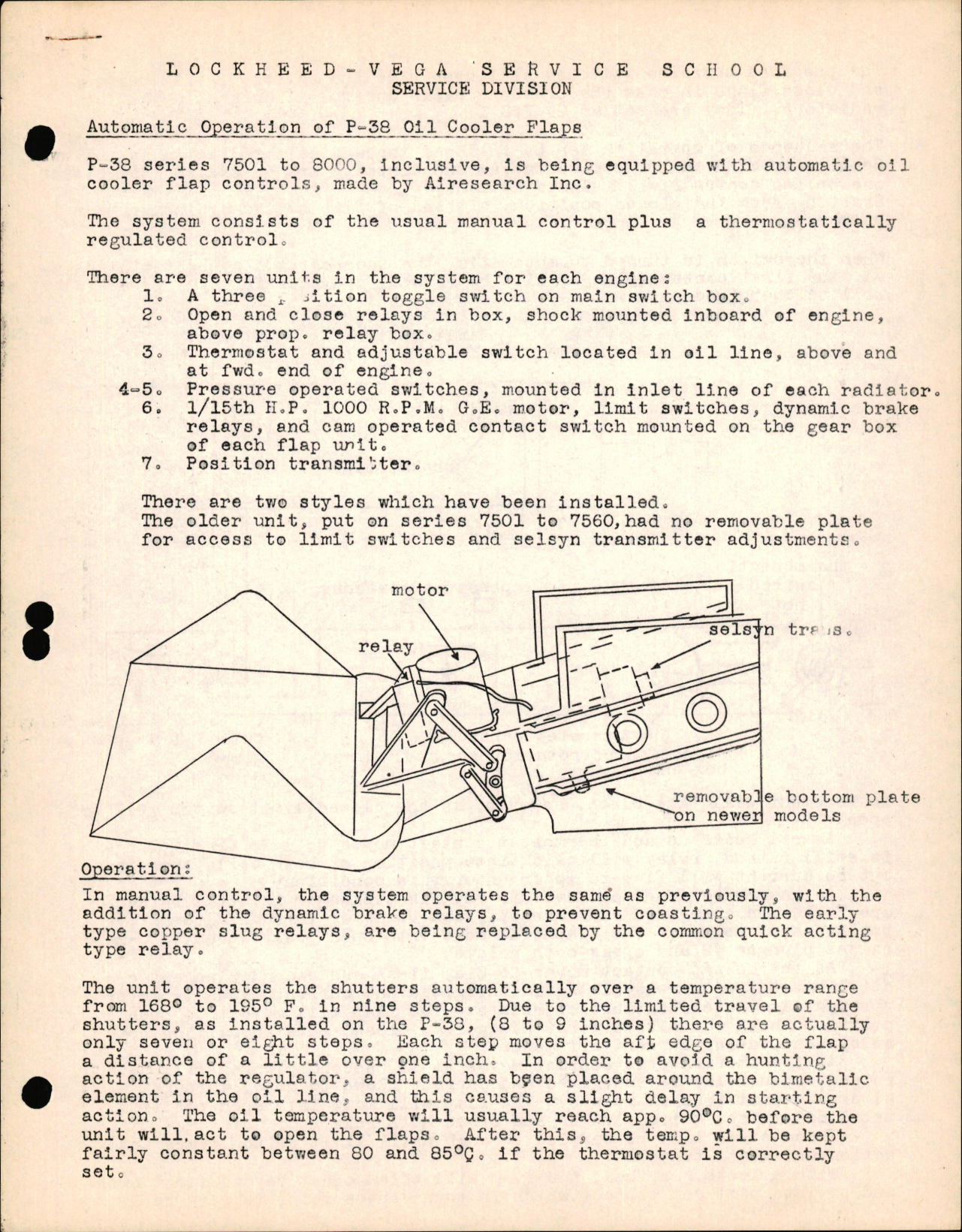 Sample page 1 from AirCorps Library document: Automatic Operation of P-38 Oil Cooler Flaps,