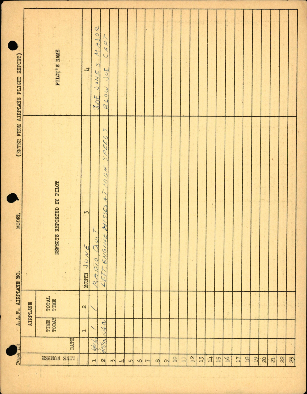 Sample page 5 from AirCorps Library document: Form No. 41-B, Maintenance Inspection Record