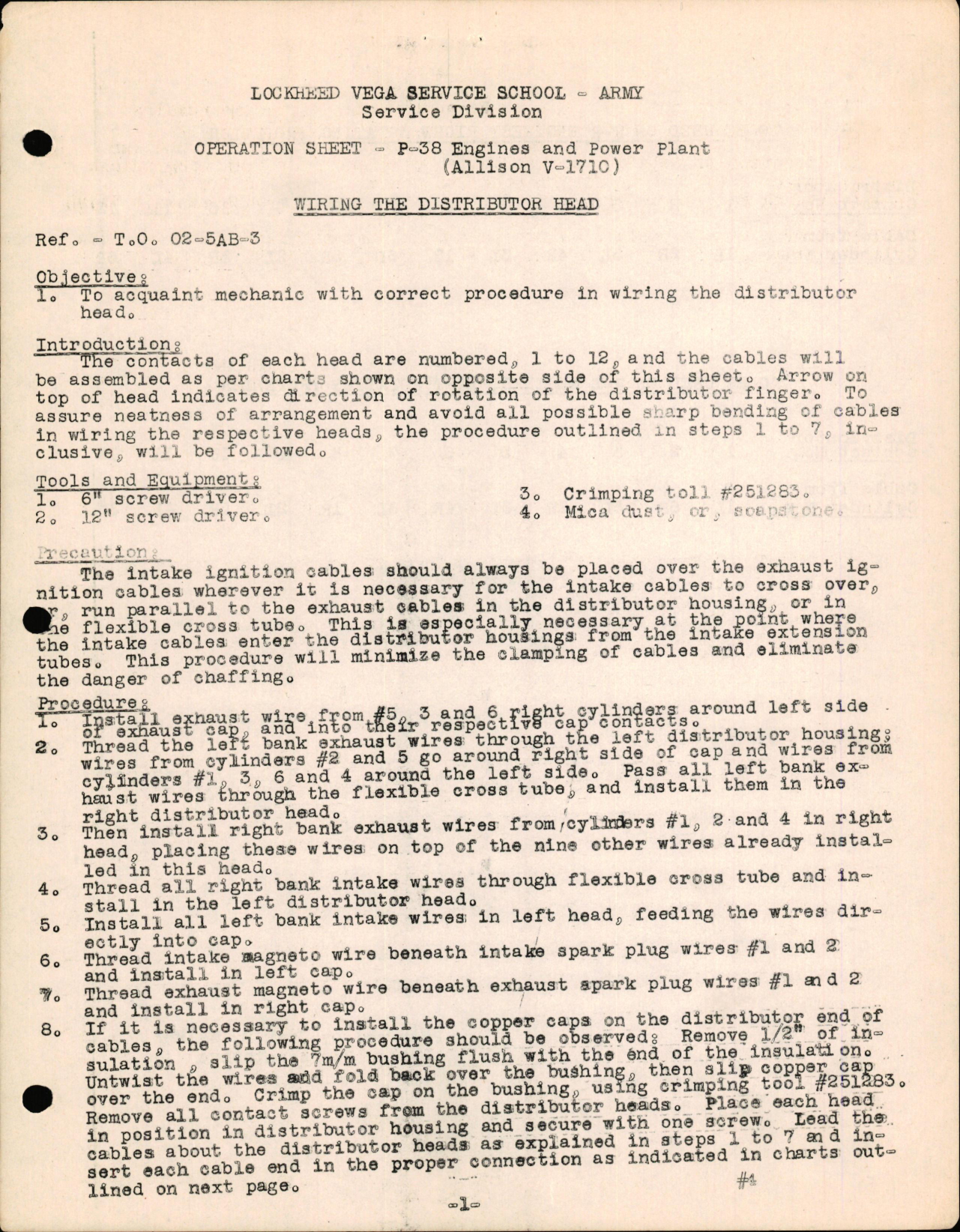 Sample page 1 from AirCorps Library document: P-38 Engines & Powerplant (Allison V-1710) - Wiring the Distributor Head