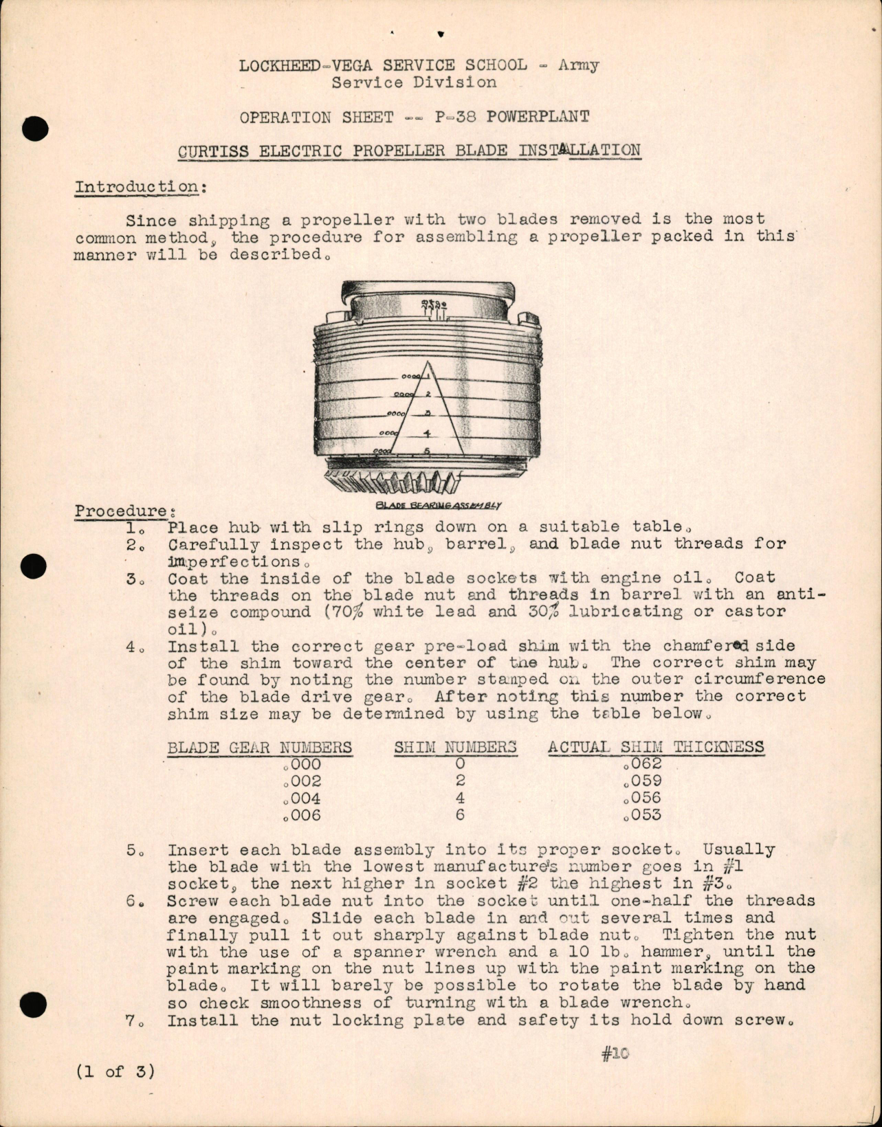 Sample page 1 from AirCorps Library document: P-38 Powerplant - Curtiss Electric Propeller Blade Installation