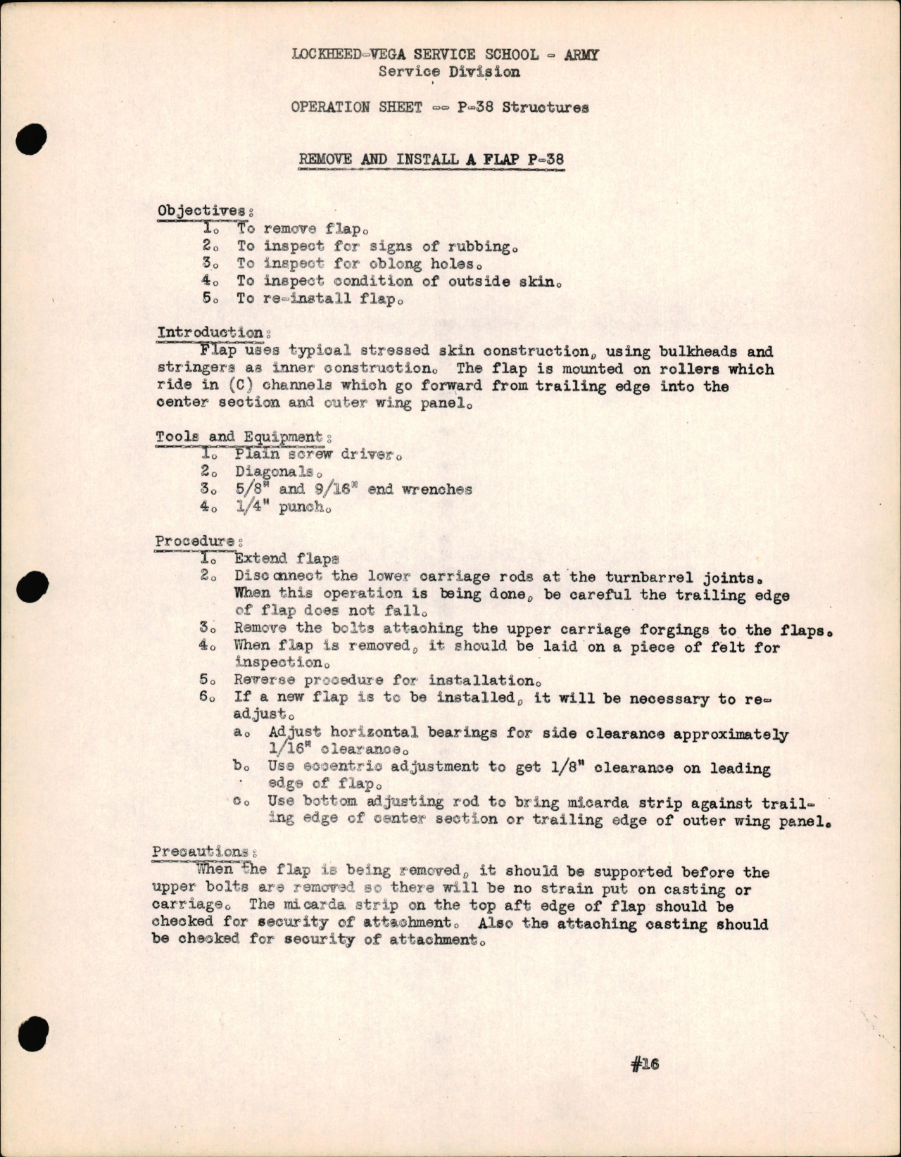 Sample page 1 from AirCorps Library document: P-38 Structures - Remove & Install a Flap P-38