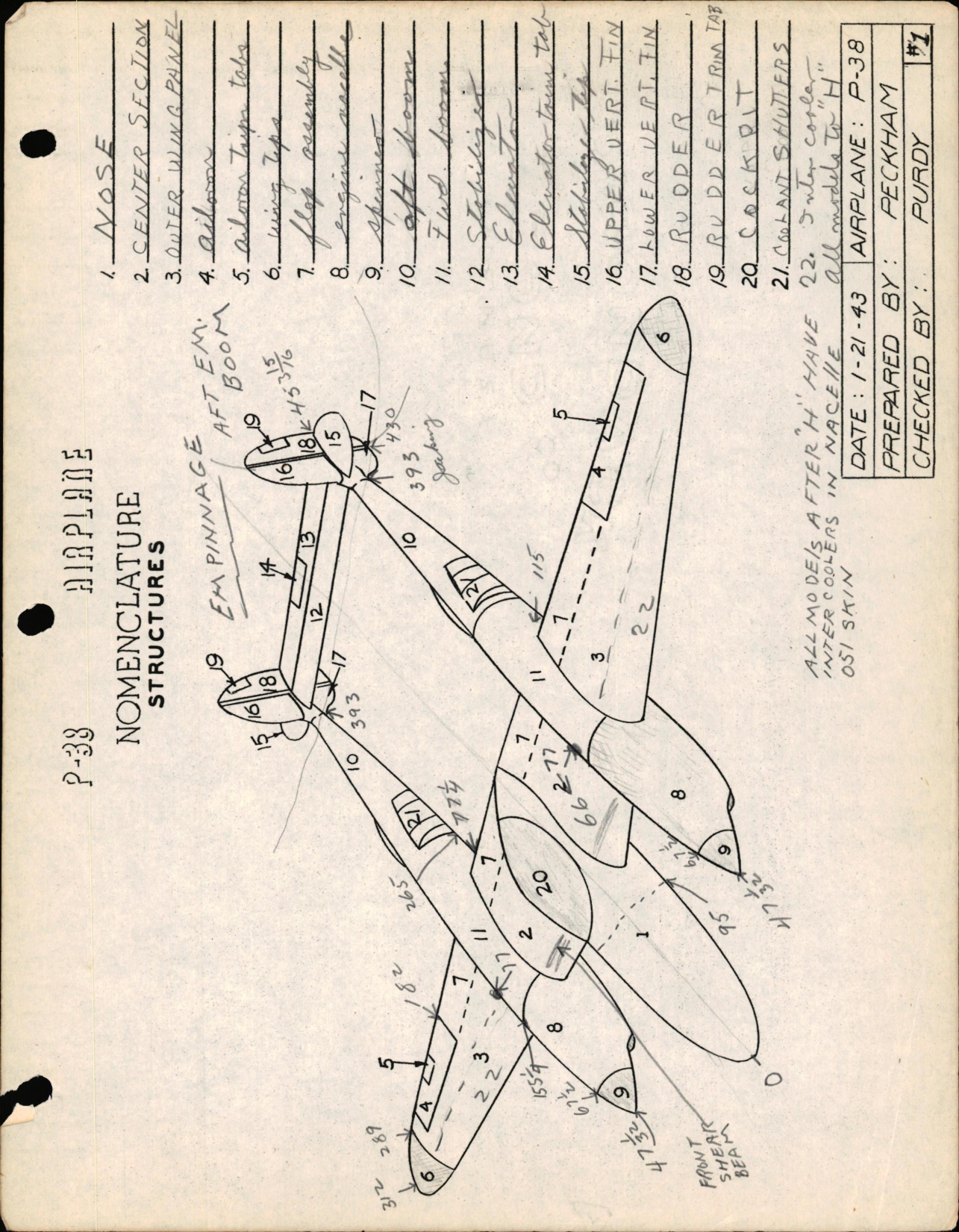 Sample page 1 from AirCorps Library document: P-38 Nomenclature - Structures