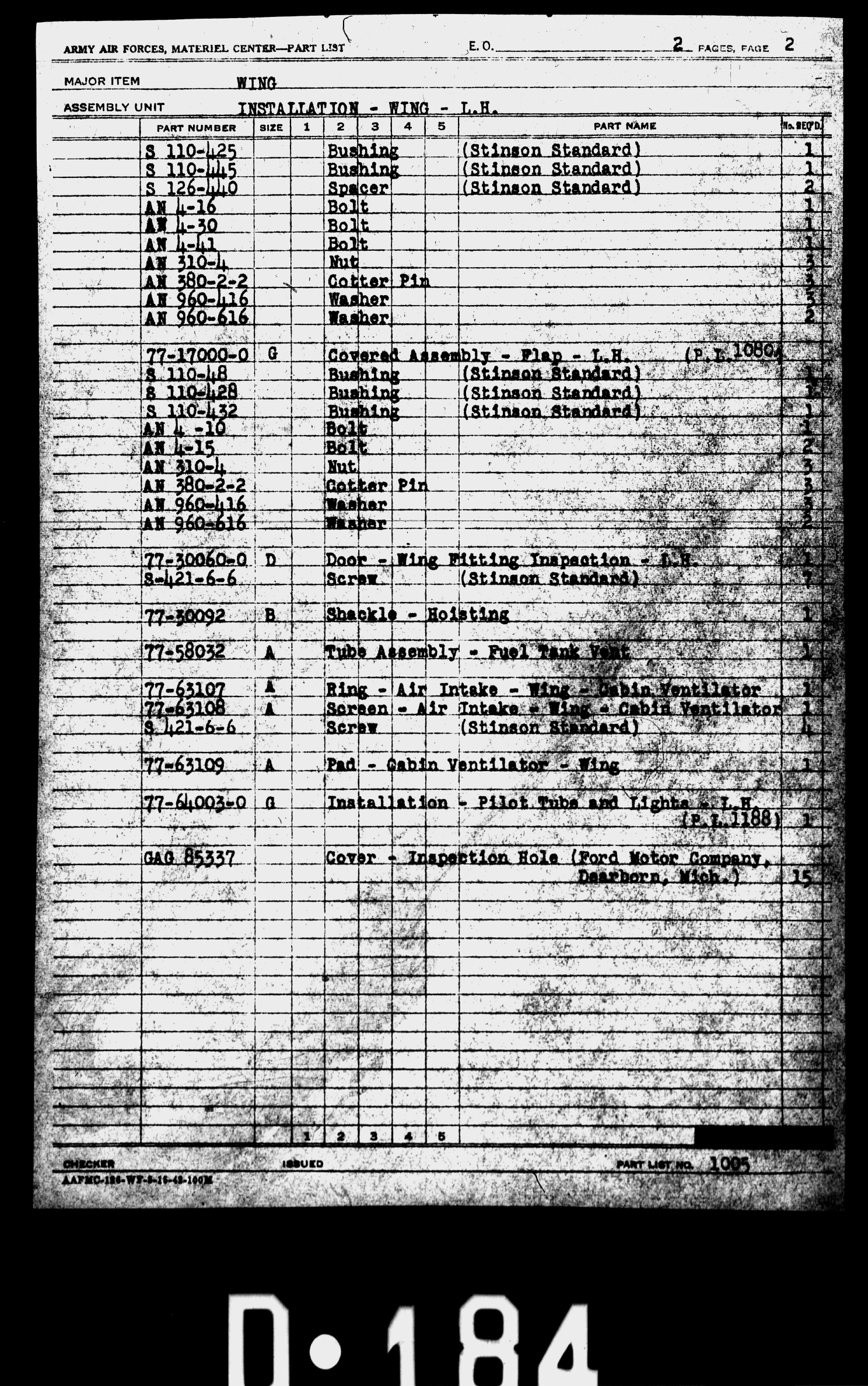 Sample page 6 from AirCorps Library document: AT-19 Engineering Parts List Index