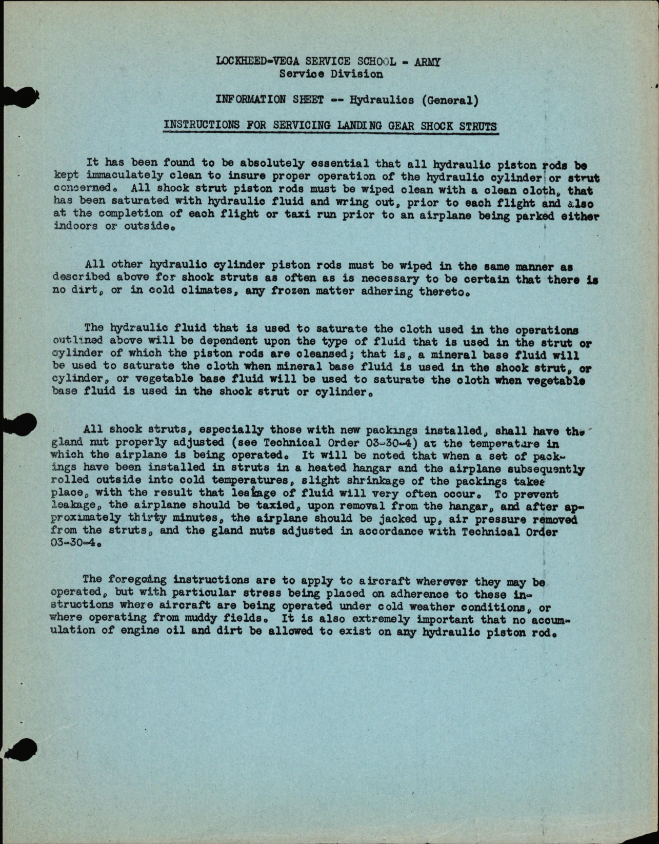 Sample page 1 from AirCorps Library document: Hydraulics General - Instructions for Servicing Landing Gear Shock Struts