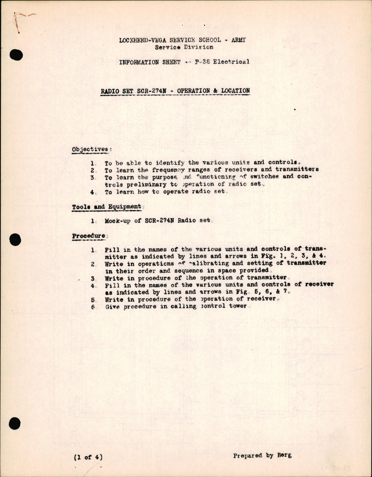 Sample page 1 from AirCorps Library document: P-38 Electrical - Radio Set SCR-247N - Operation & Location